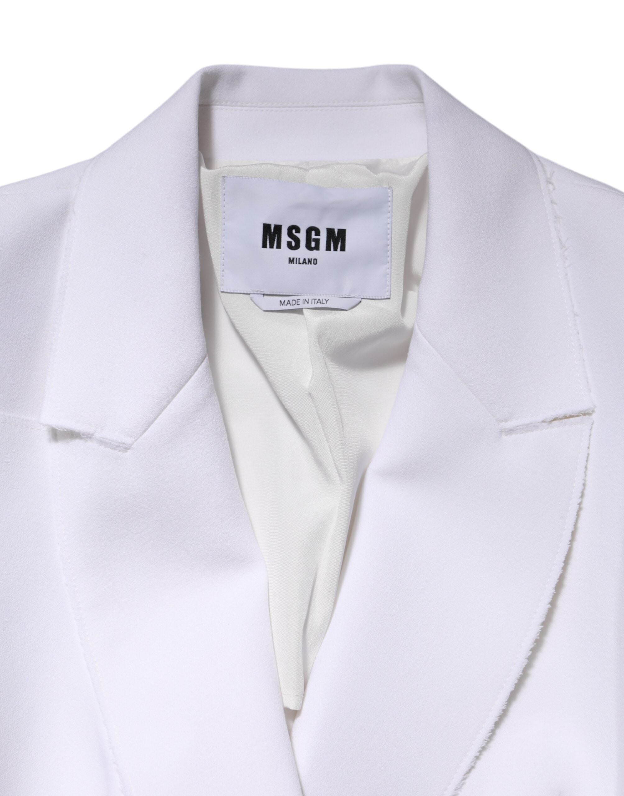 MSGM White Polyester Long Sleeves Ruffled Wrap Jacket