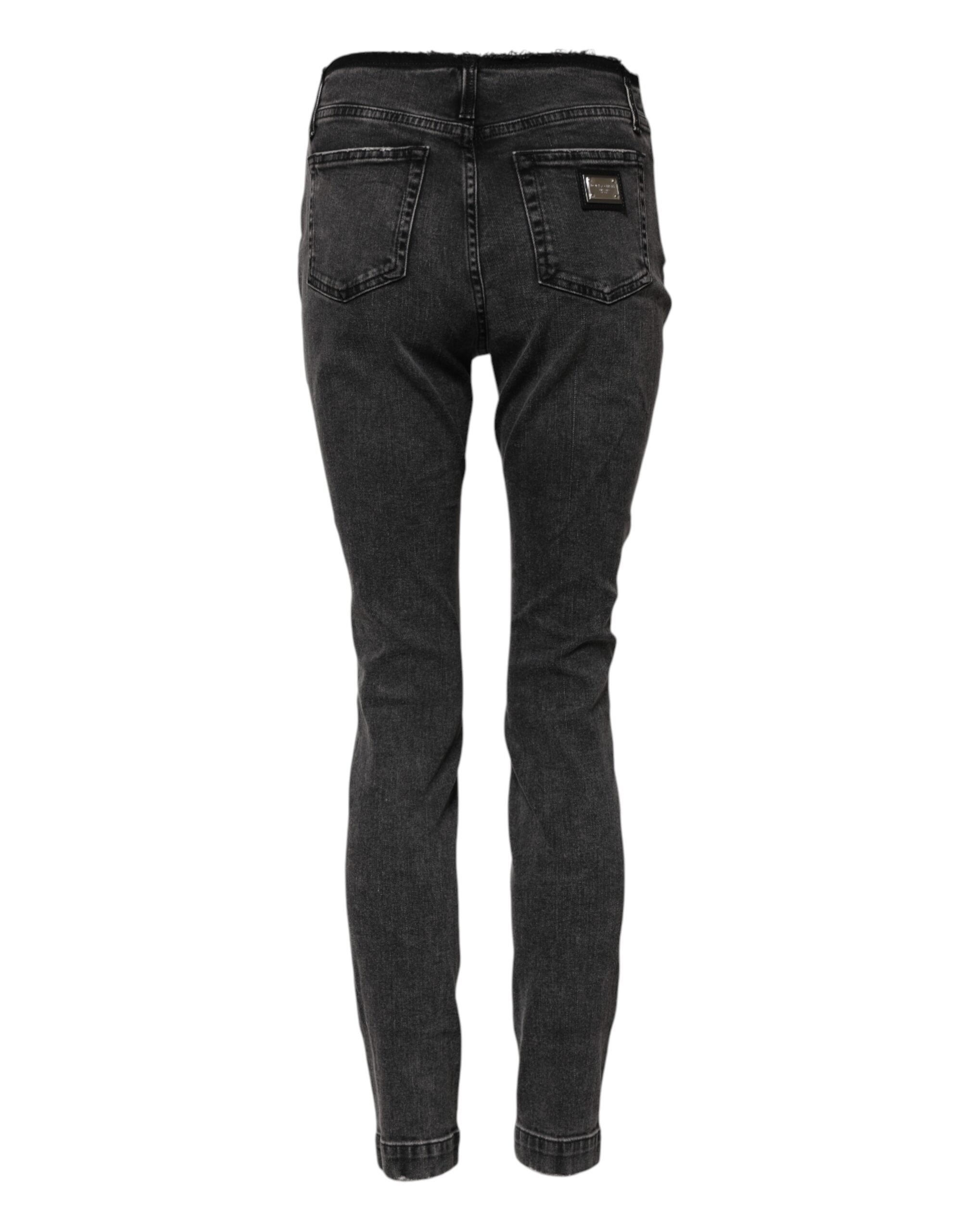 Dolce & Gabbana Gray Skinny Cotton Mid Waisted Denim Jeans
