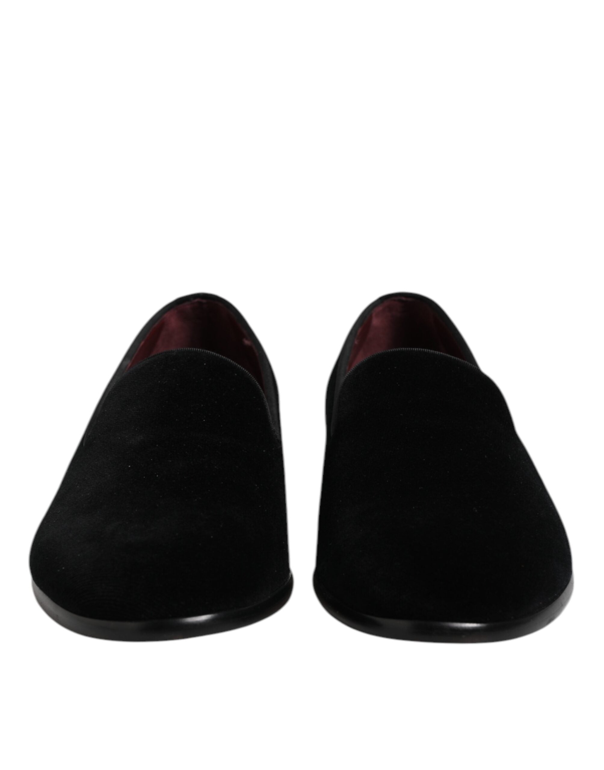 Dolce & Gabbana Black Velvet Slip On Loafers Formal Shoes