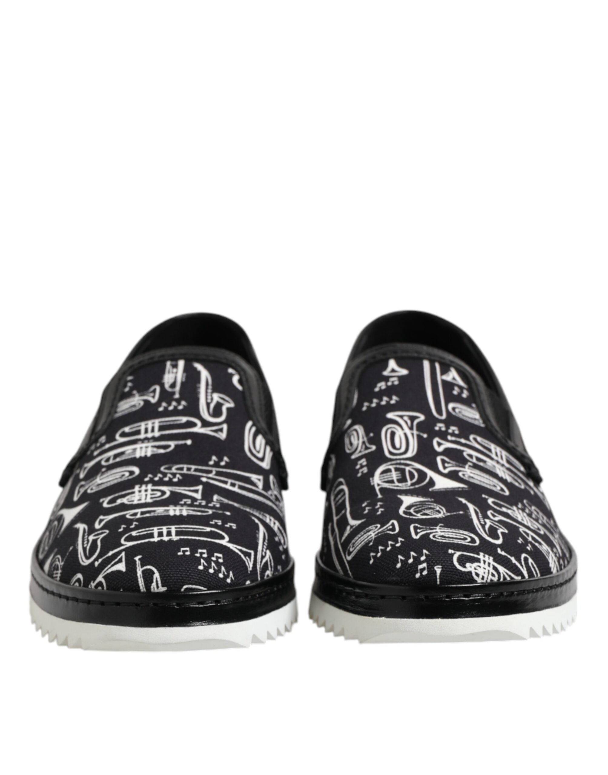 Dolce & Gabbana Black Slip On Printed Men Loafers Shoes
