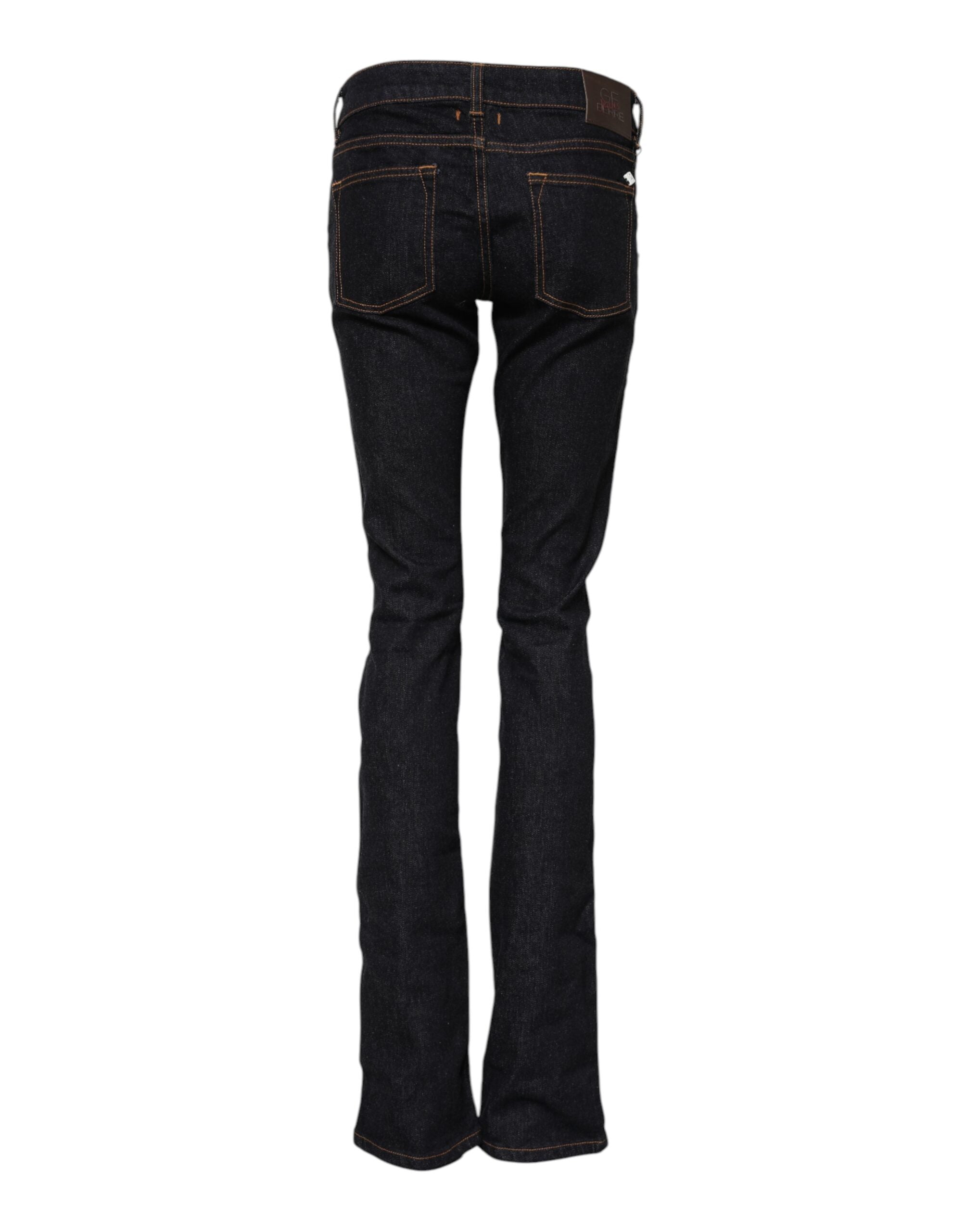 GF Ferre Dark Blue Cotton Mid Waisted Skinny Denim Jeans