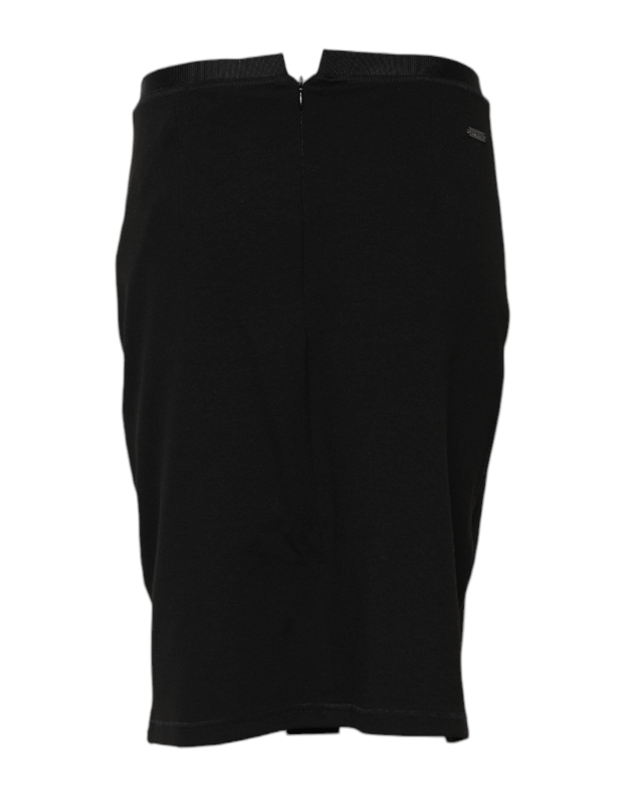 GF Ferre Black Polyester Pencil Cut Knee Length Skirt