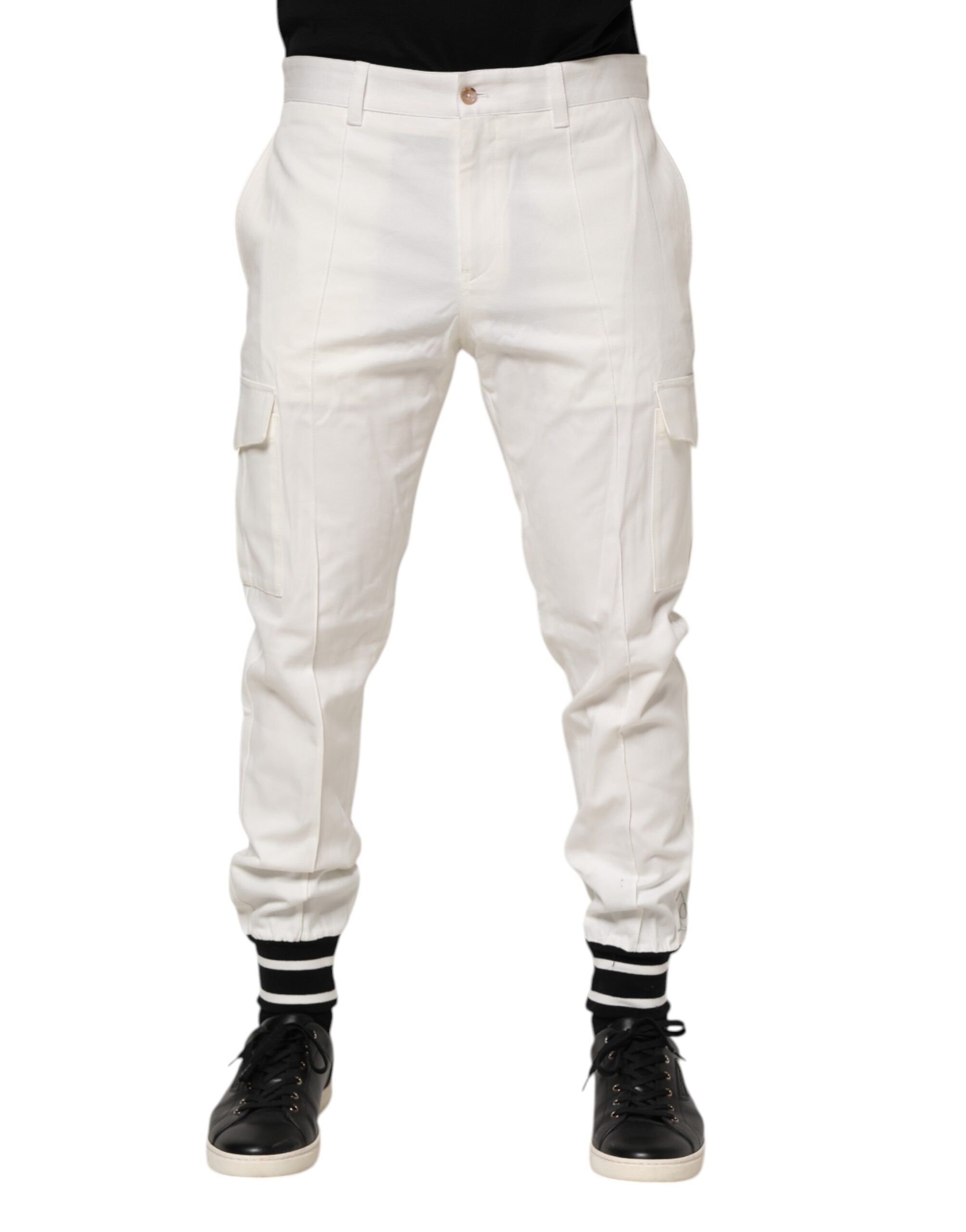 Dolce & Gabbana White Cotton Jogger Cargo Skinny Men Pants