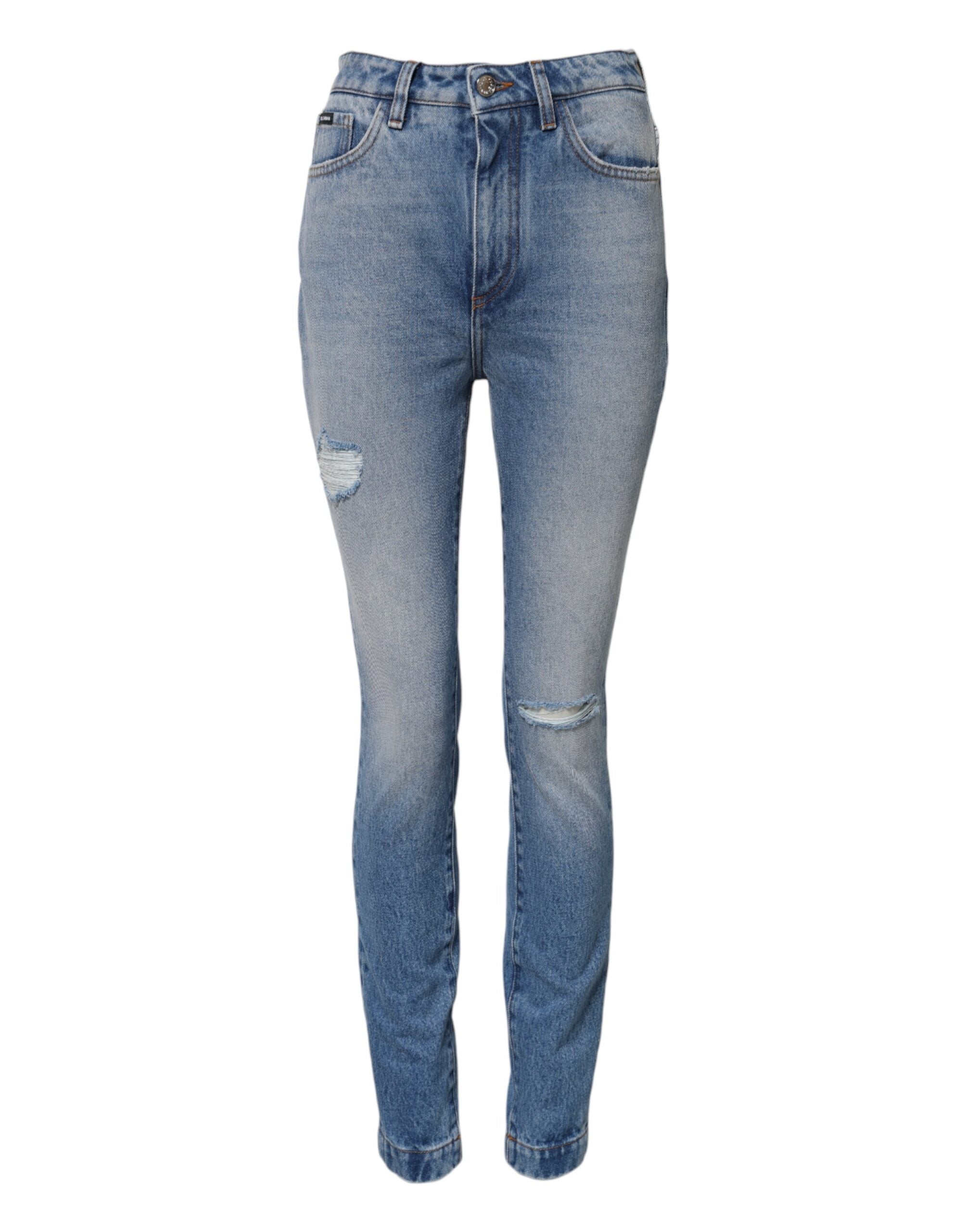 Dolce & Gabbana Blue Washed Skinny High Waist Denim Jeans