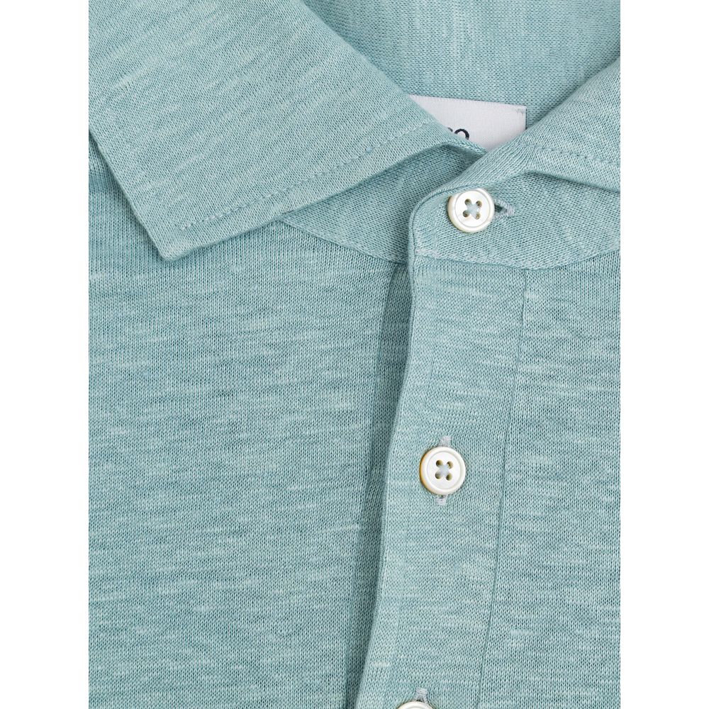 Gran Sasso Blue Linen Polo Shirt