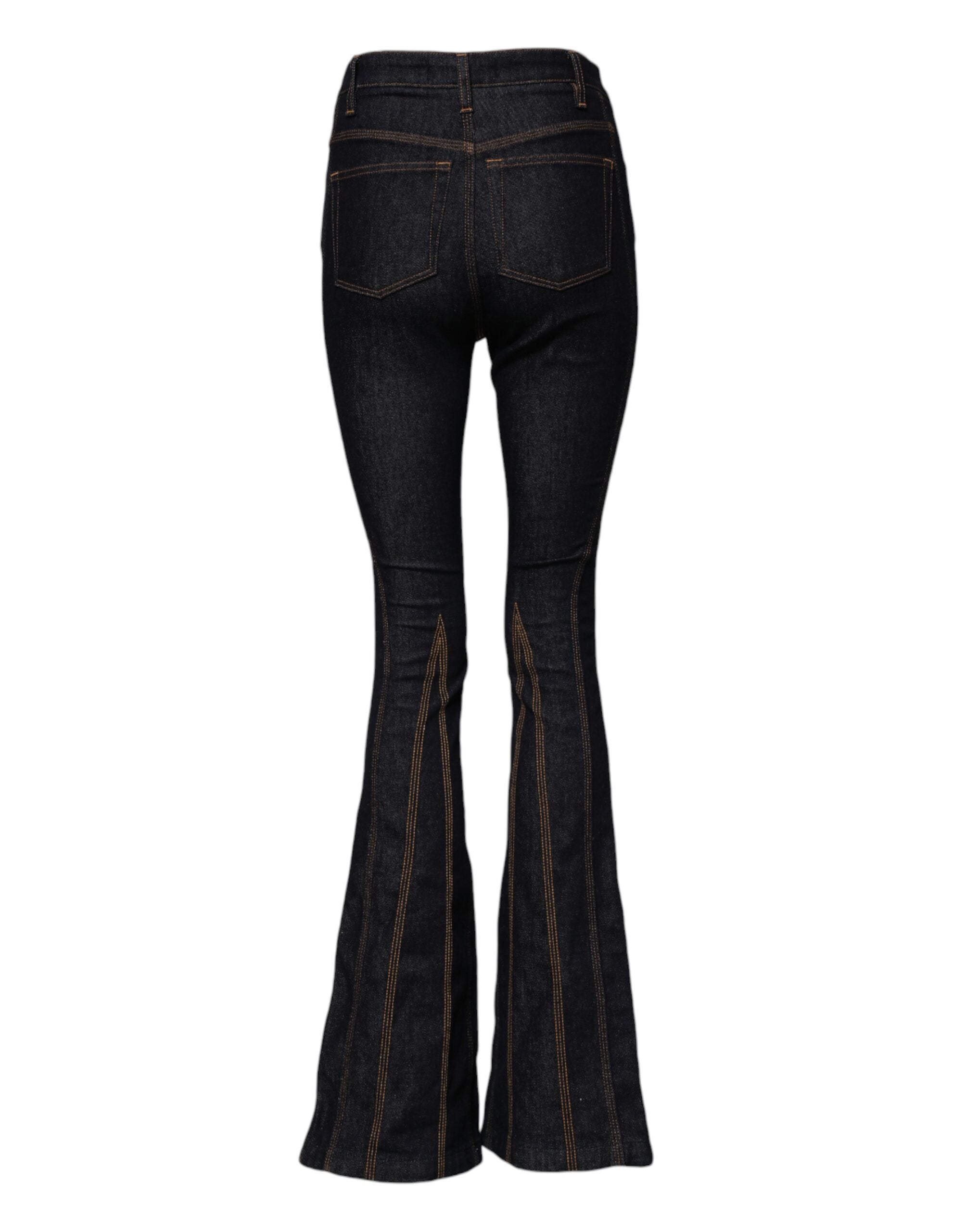 Dolce & Gabbana Black Cotton Mid Waist Bootcut Denim Jeans
