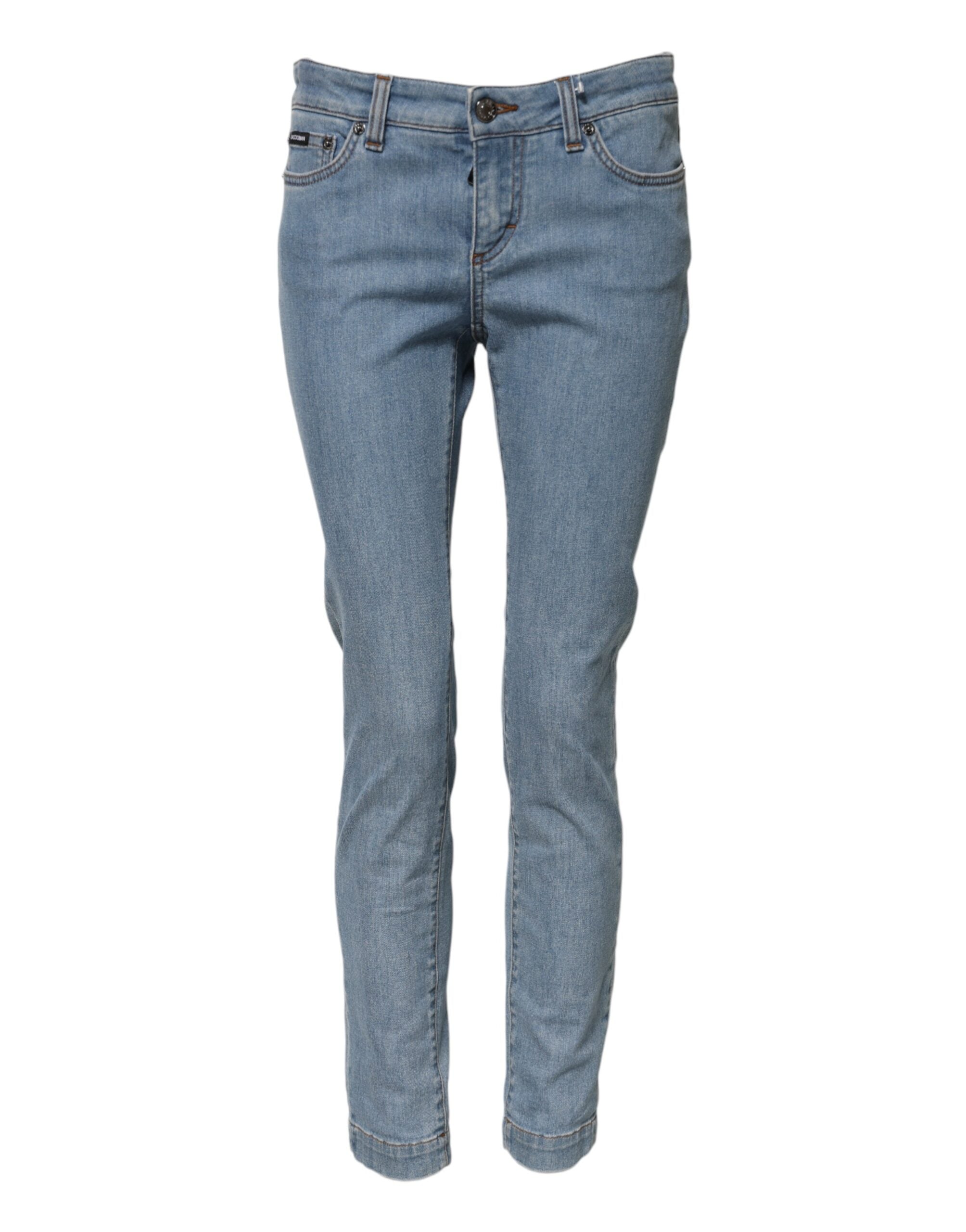 Dolce & Gabbana Blue Cotton PRETTY MidWaist Skinny Denim Jeans