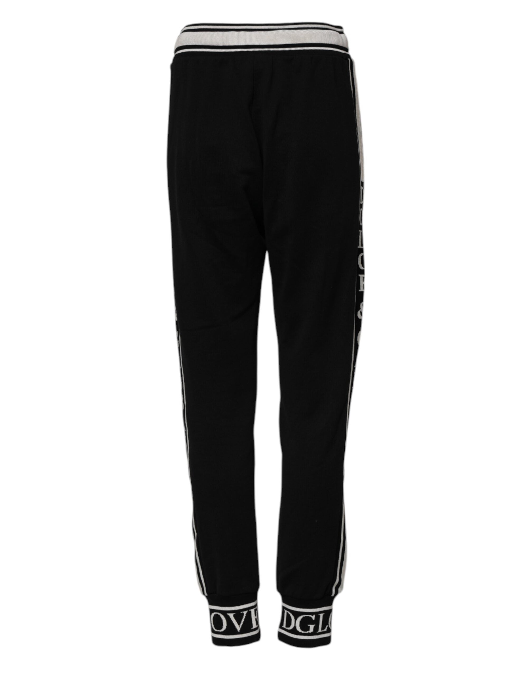 Dolce & Gabbana Black Cotton Jogger Logo Waist Pants