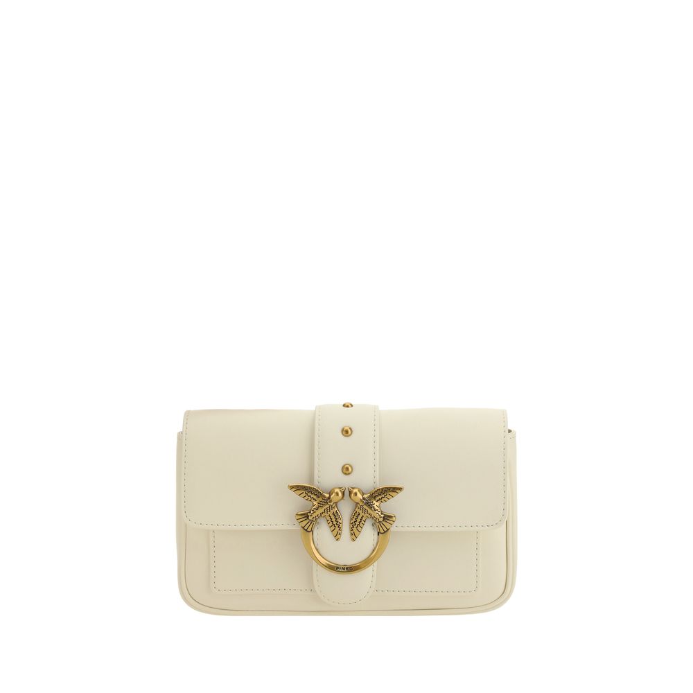 PINKO White Calf Leather Bos Taurus Shoulder Bag
