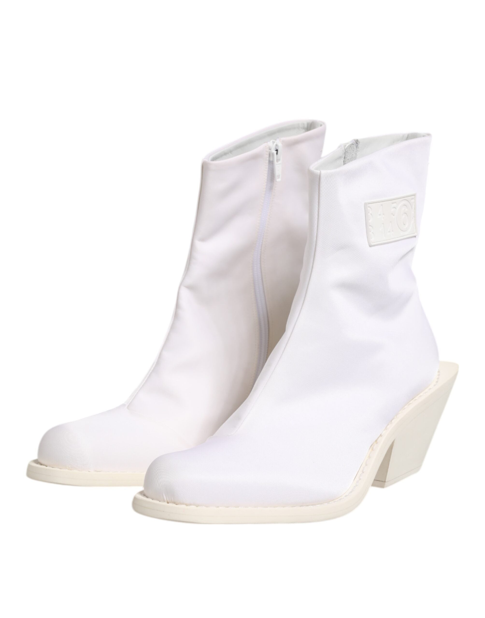 Maison Margiela White Square Heel Zip Ankle Boots Shoes