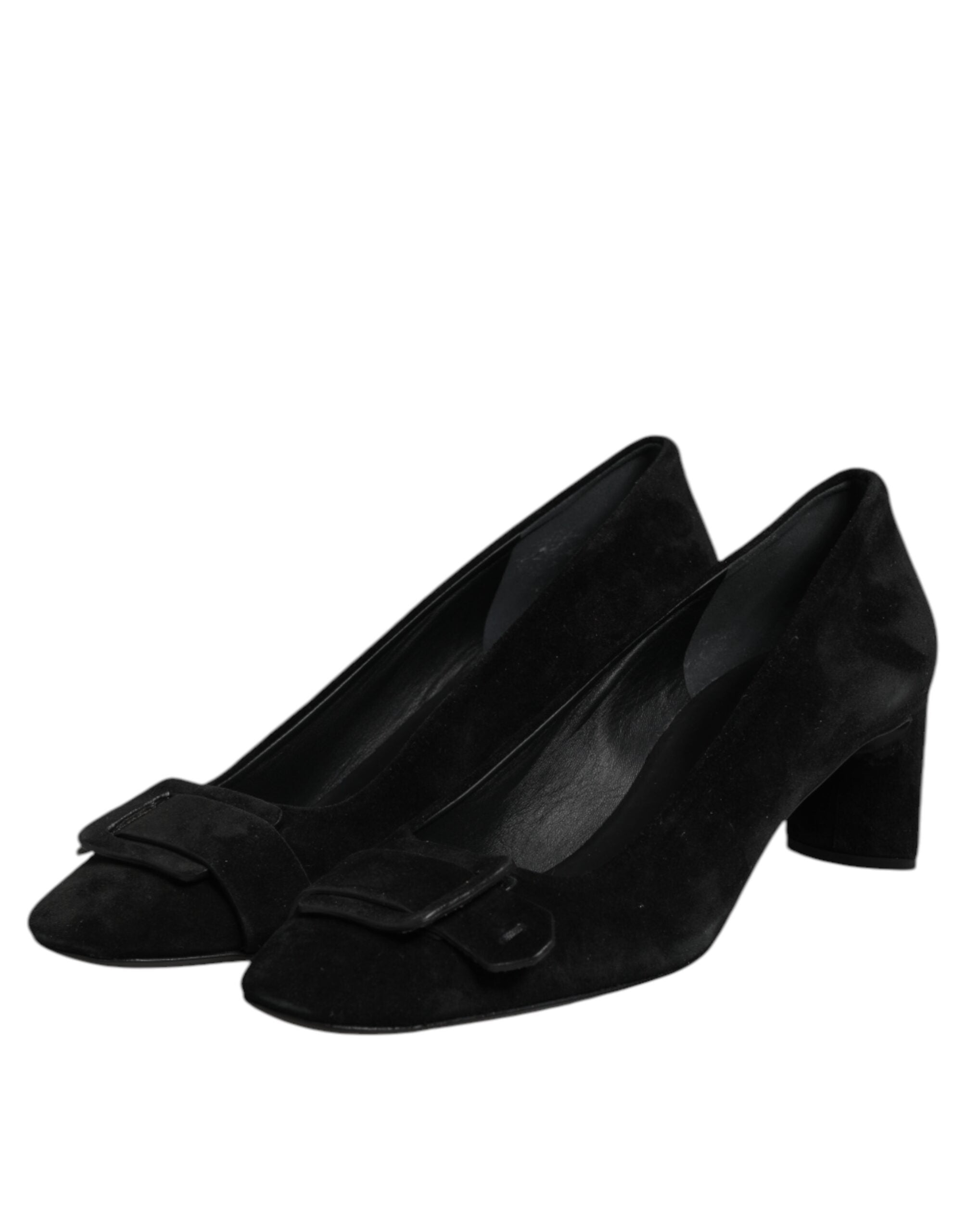 DEL CARLO Black Suede Leather Slip On High Heels Pump Shoes