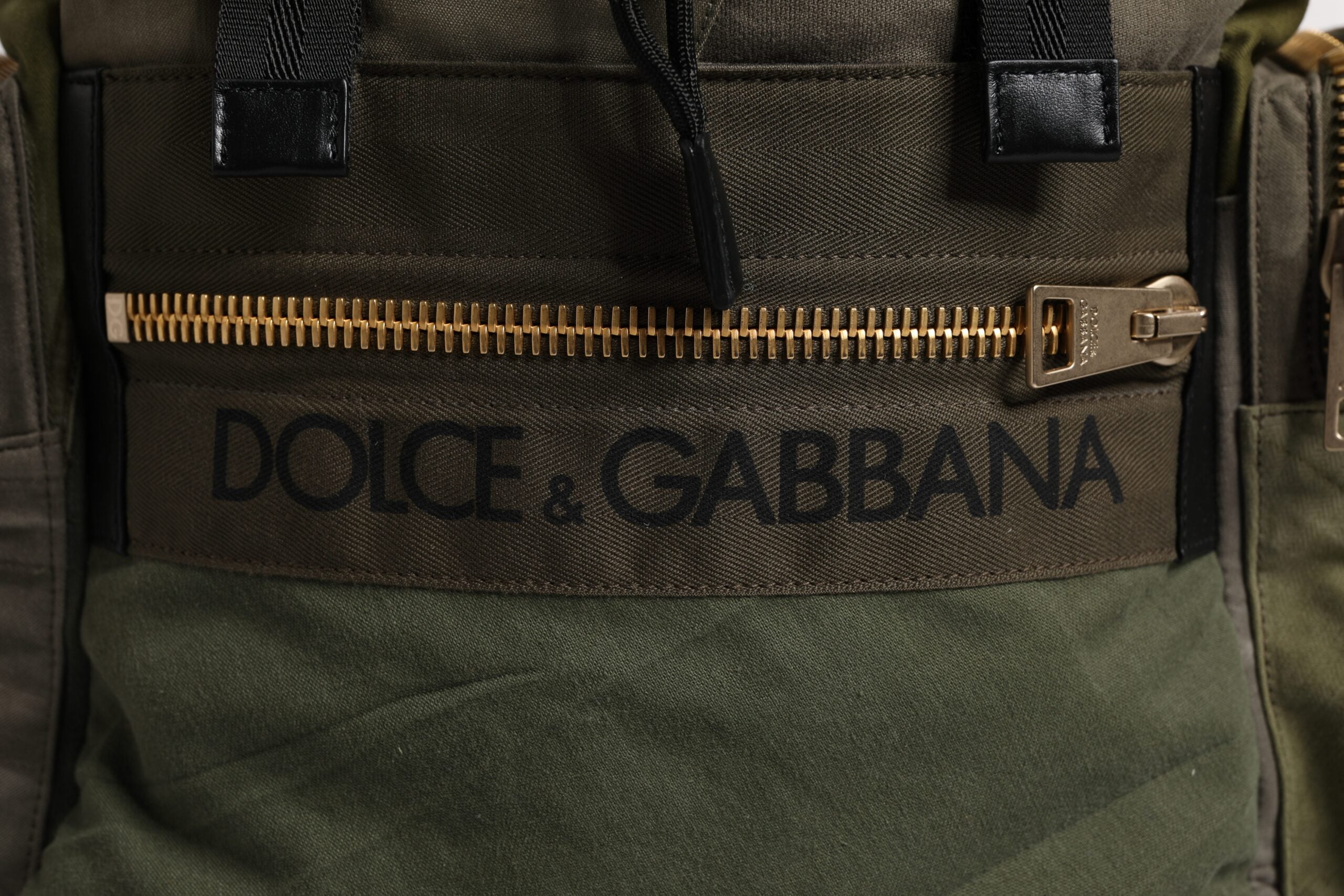 Dolce & Gabbana Military Green Patchwork Rucksack Backpack Bag