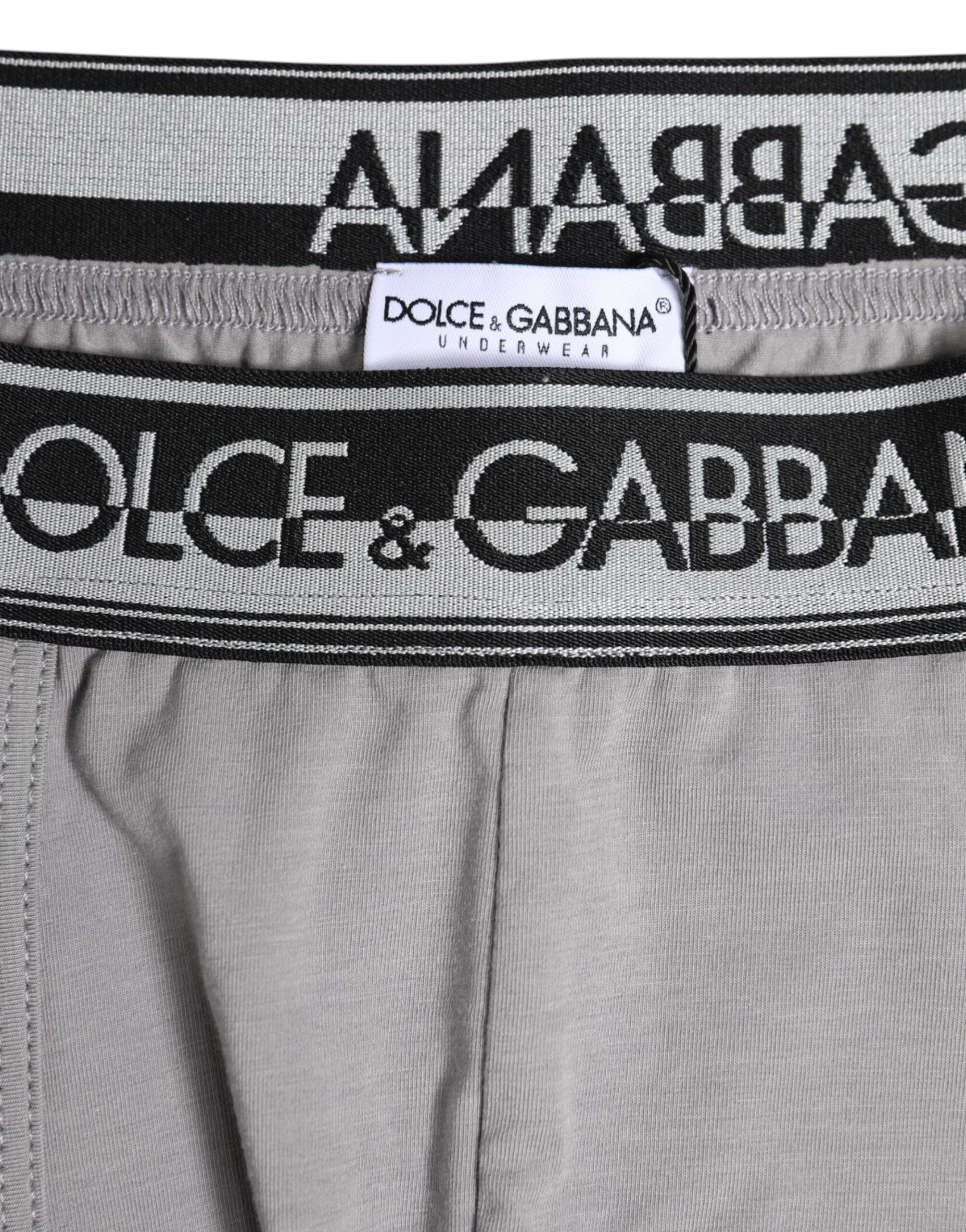 Dolce & Gabbana Gray Cotton Stretch Regular Boxer Underwear