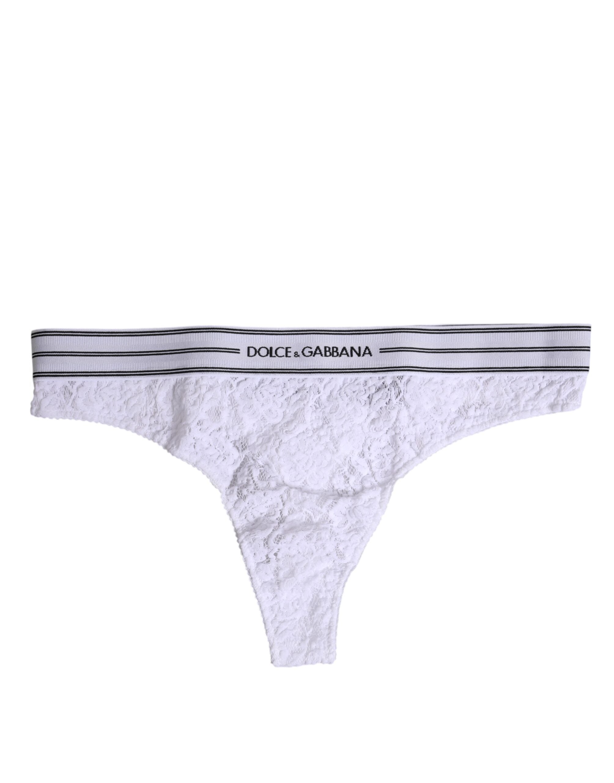 Dolce & Gabbana White Nylon Floral Lace Bottom Panty Underwear