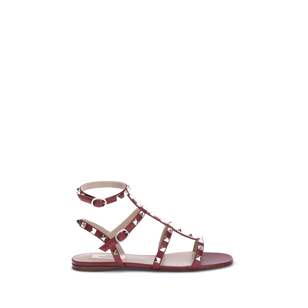 Valentino Garavani Red Calf Leather Bos Taurus Sandals