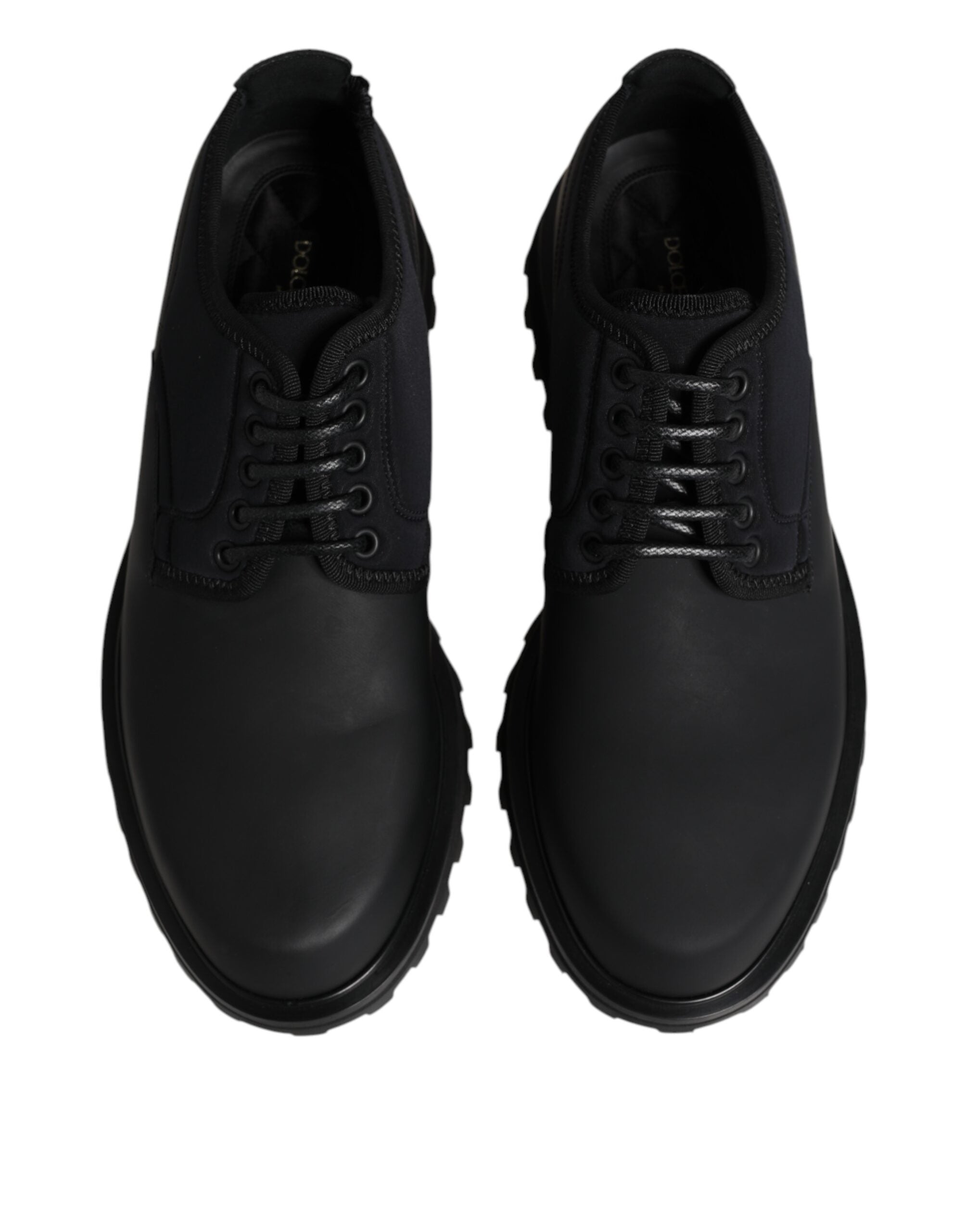 Dolce & Gabbana Black Leather Lace Up Trekking Dress Shoes