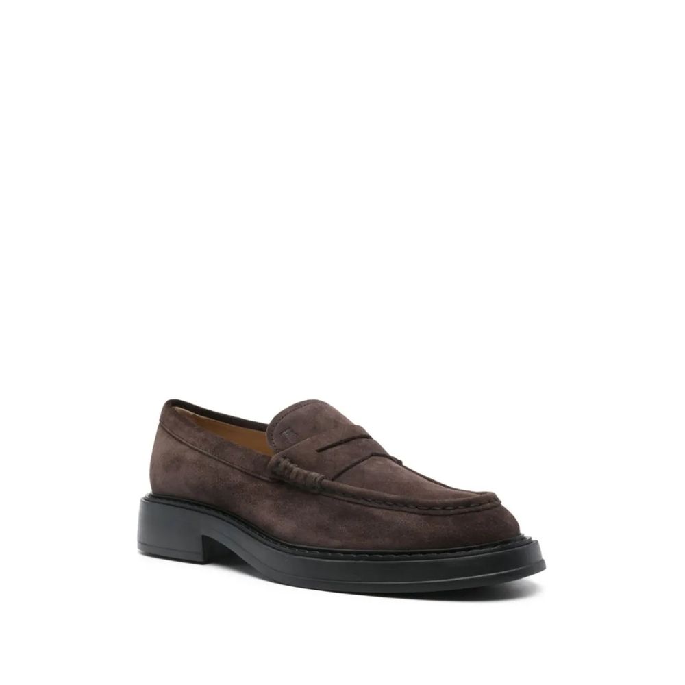Tod's Brown Calfskin Slip-On Loafers