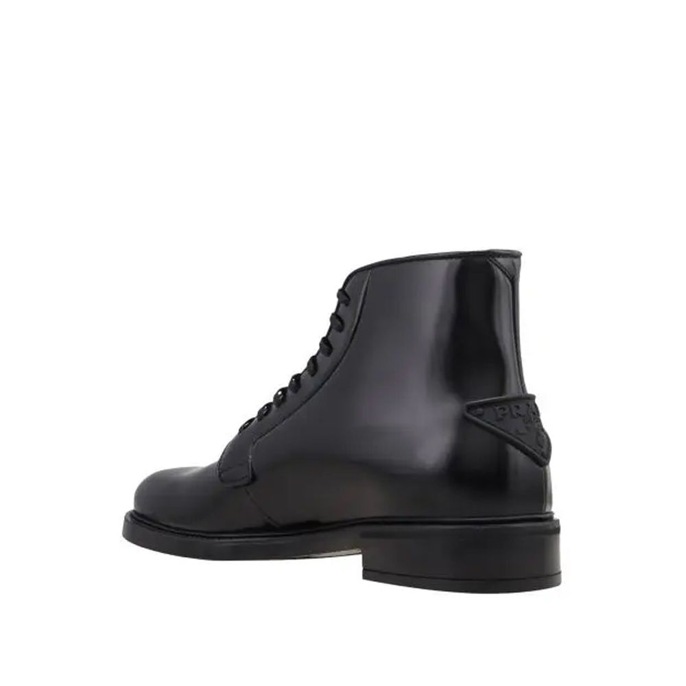 Prada Black Calfskin Lace-Up Boots