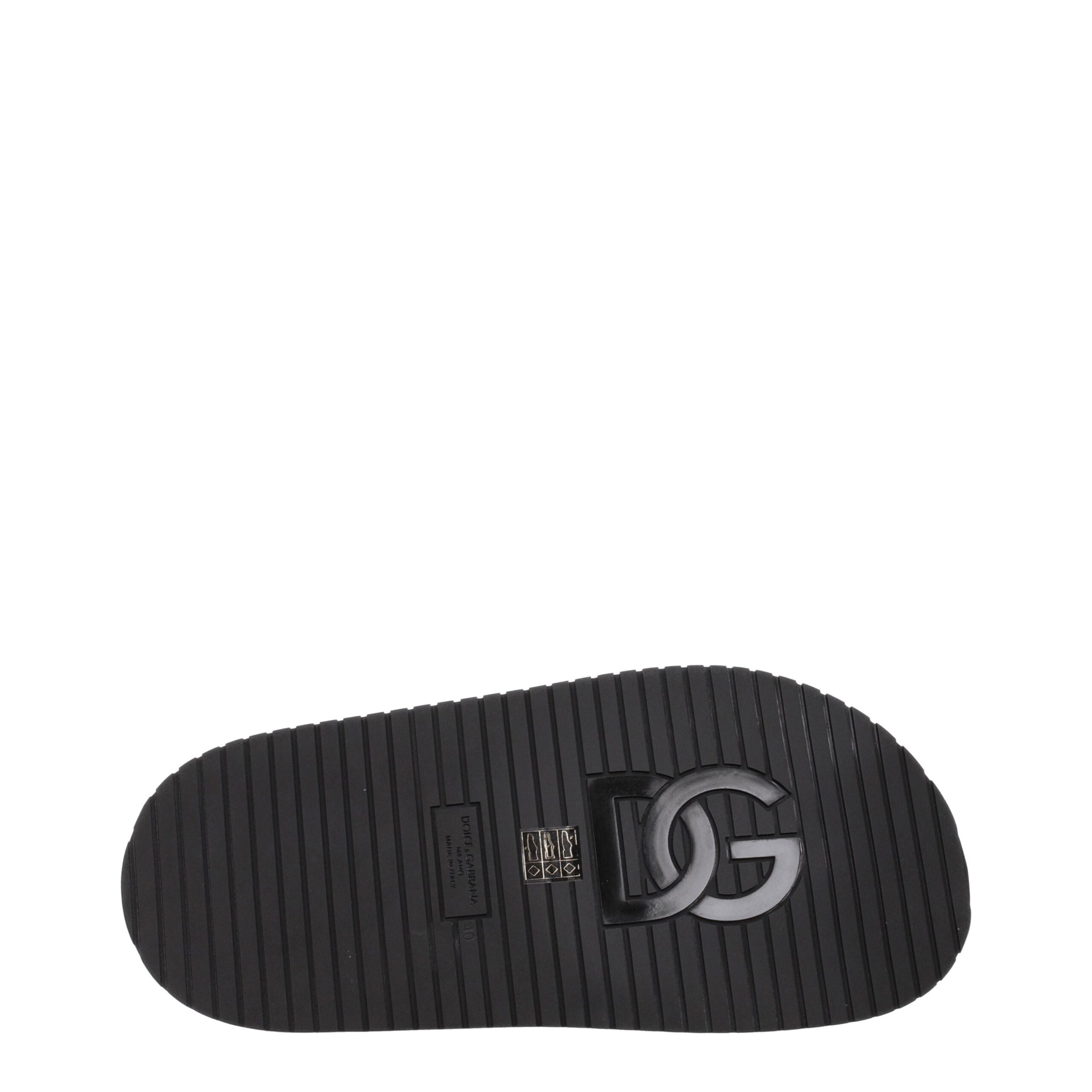 Dolce & Gabbana Black Leather Slippers