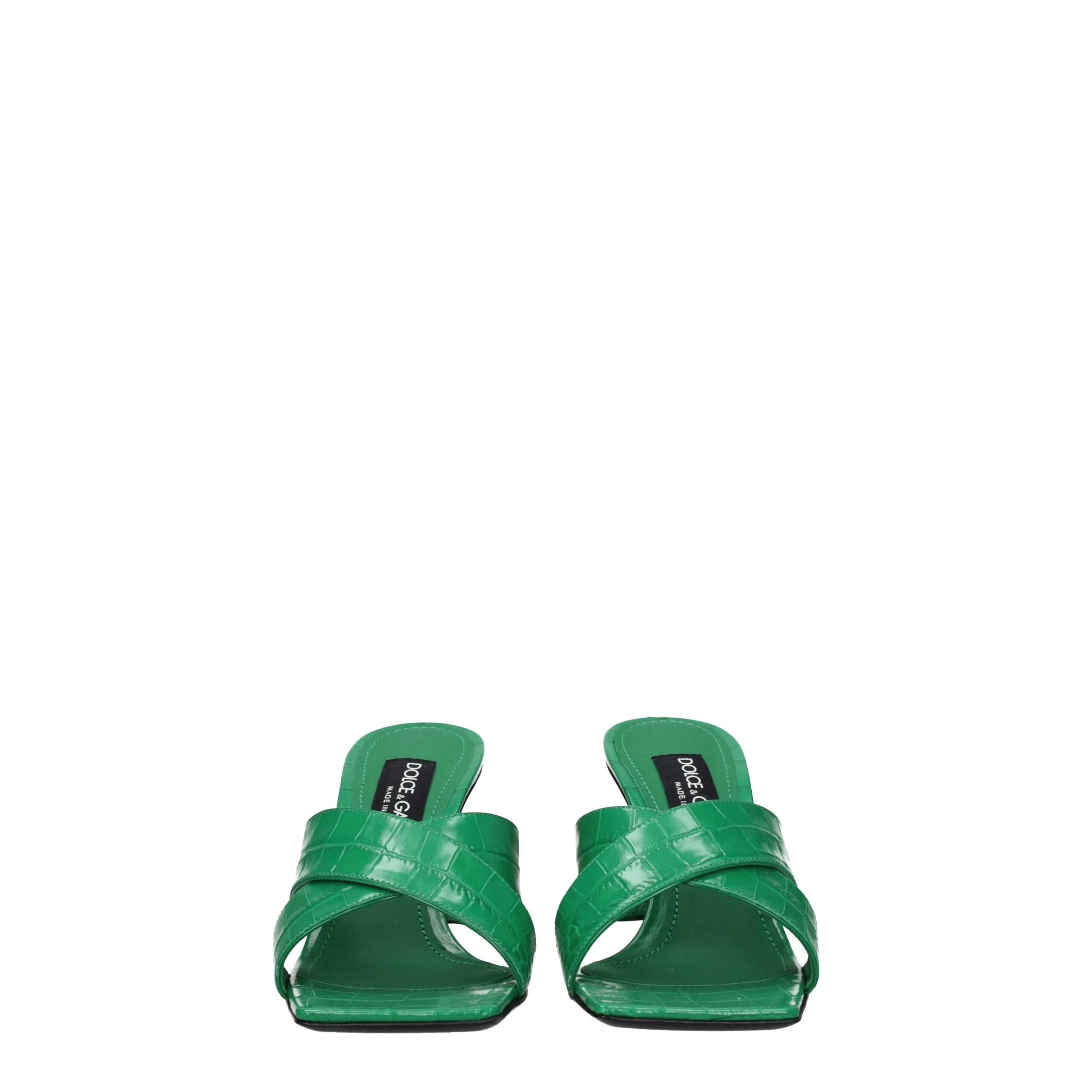 Dolce & Gabbana Green Leather Sandals