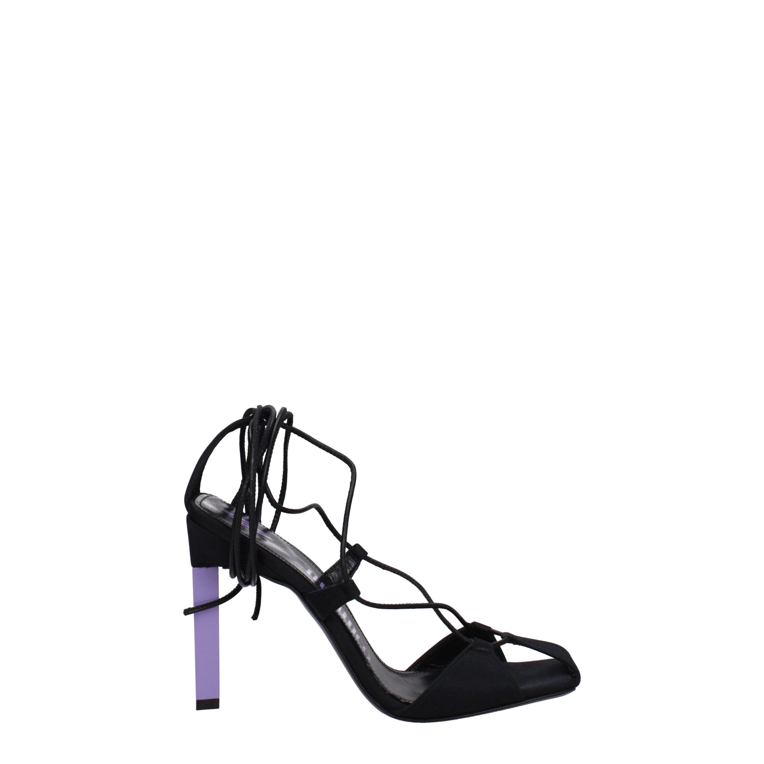 The Attico Black Fabric Stiletto Heel Sandals