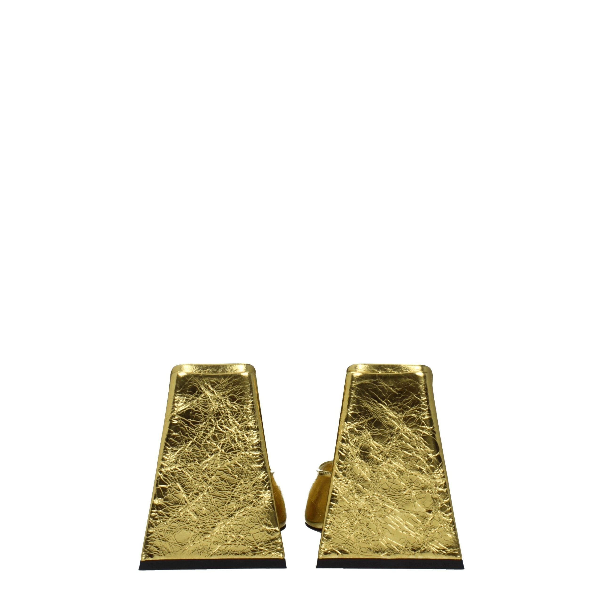 The Attico Gold Leather Platform Sandals