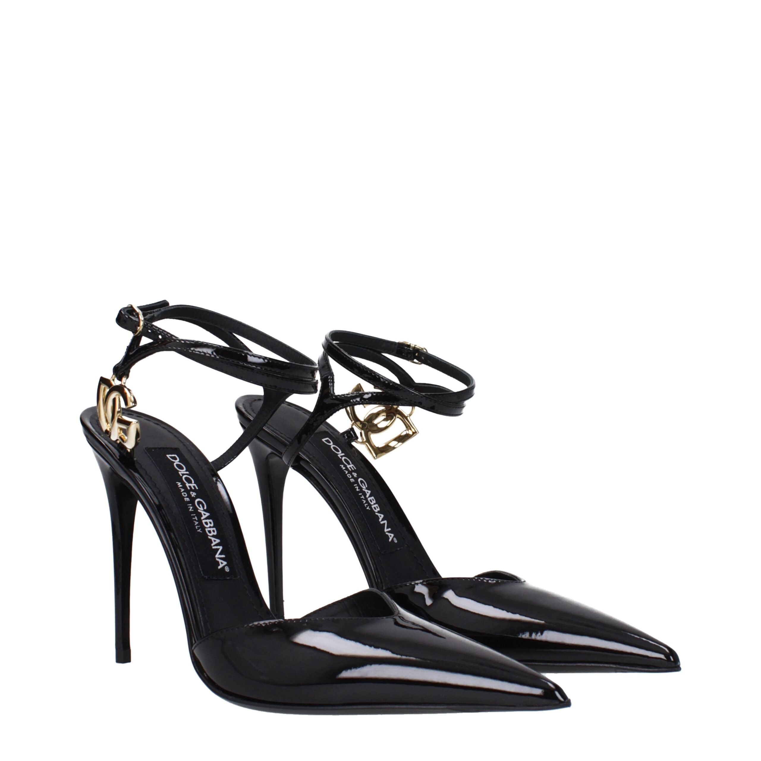Dolce & Gabbana Black Leather Stiletto Heel Sandals