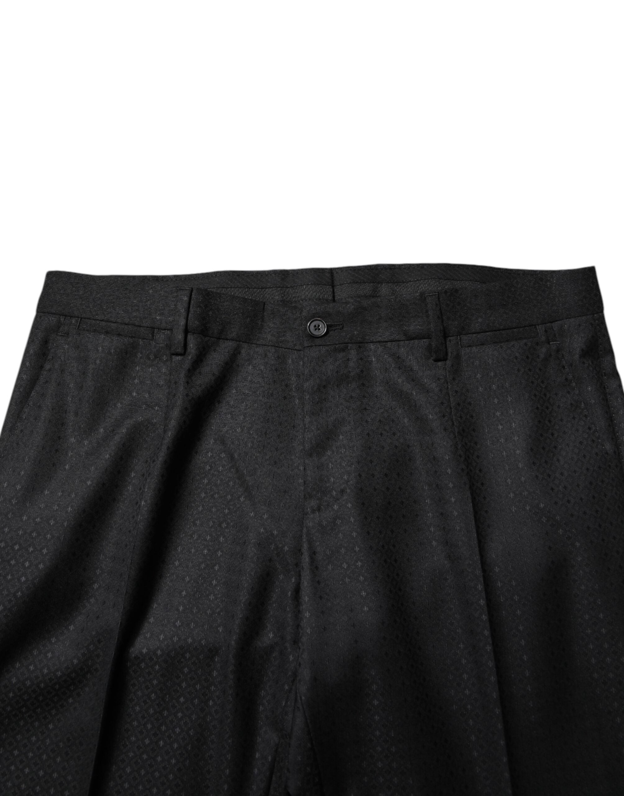 Dolce & Gabbana Black Jacquard Single Breasted 2 Piece Suit