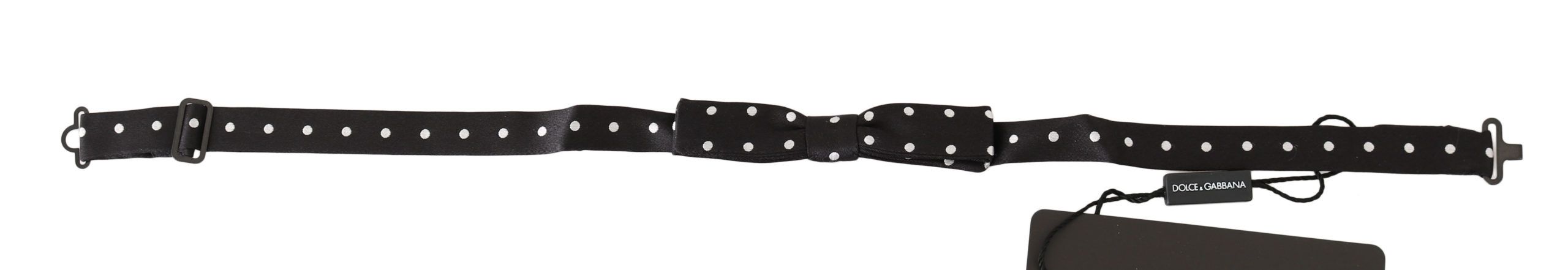 Dolce & Gabbana Black 100% Silk Polka Dot Adjustable Neck Bow Tie