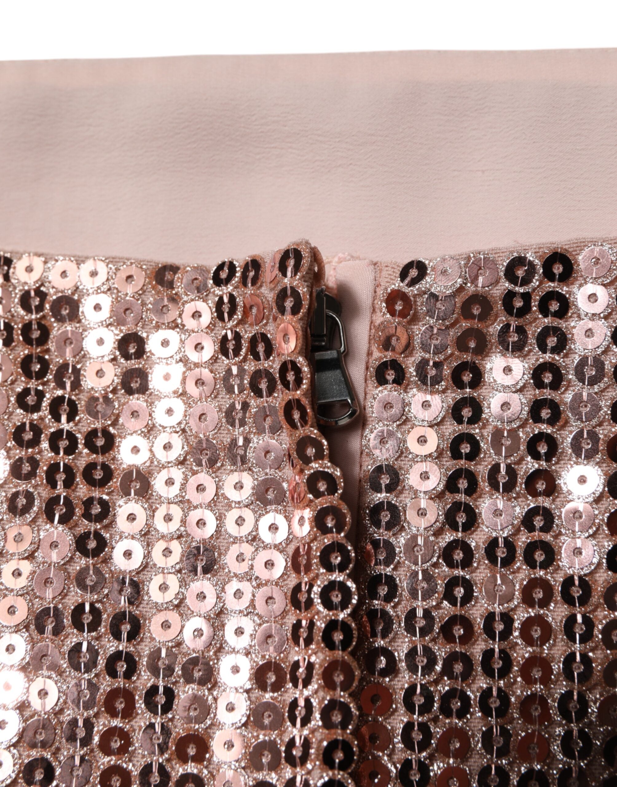 Dolce & Gabbana Pink Sequined Nylon Sleeveless Cropped Top