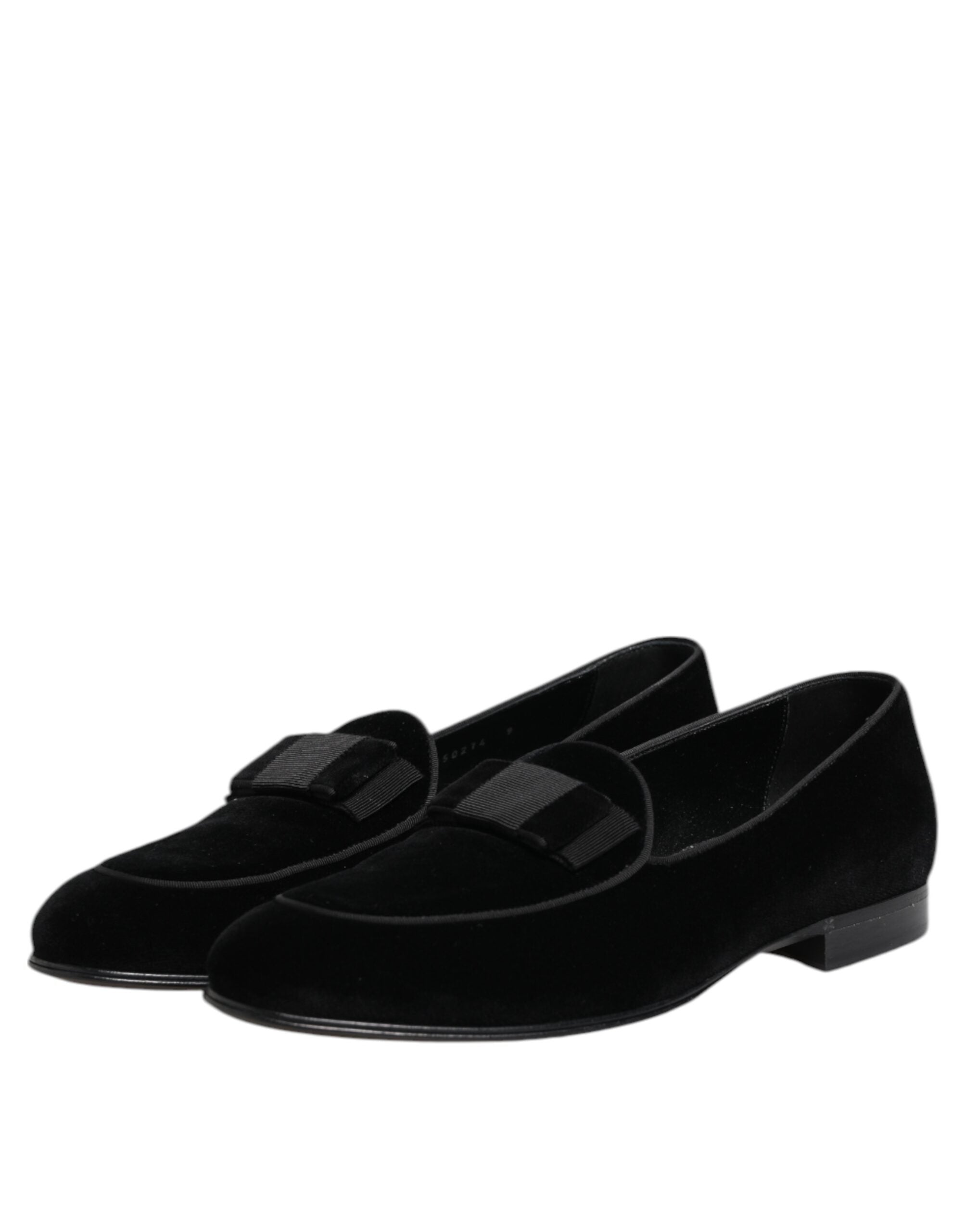 Dolce & Gabbana Black Velvet Loafers Formal Men Dress Shoes