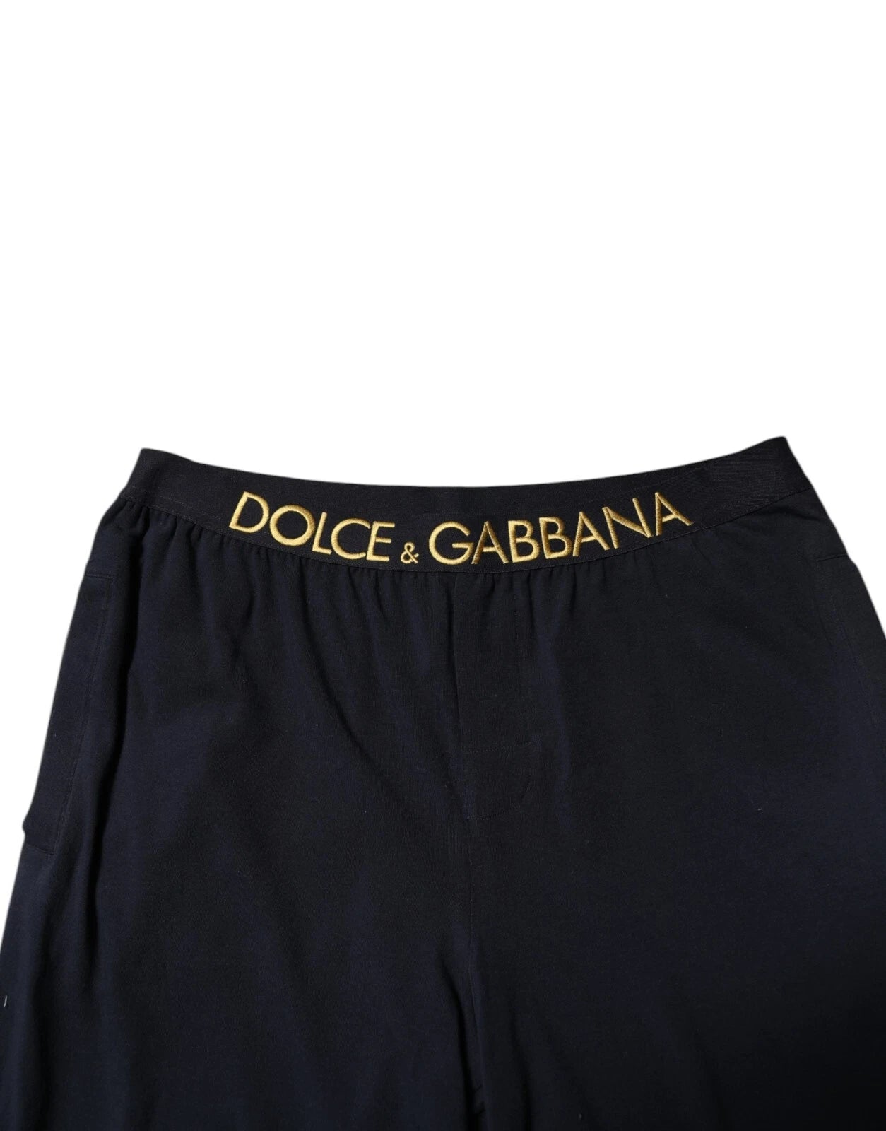 Dolce & Gabbana Black Modal Spandex Straight Logo Trouser Pants