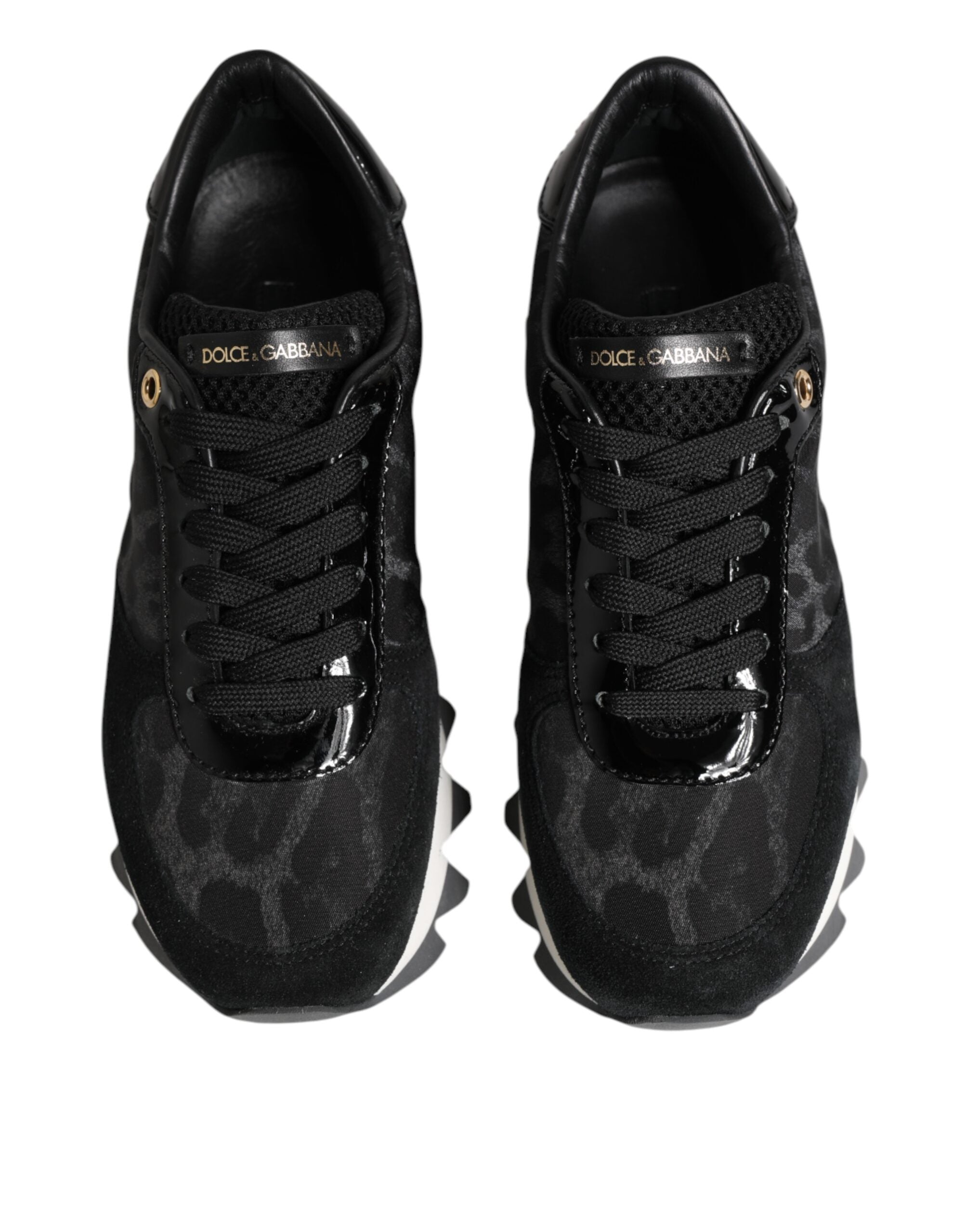 Dolce & Gabbana Black Gray Leopard Low Top Sneakers Shoes