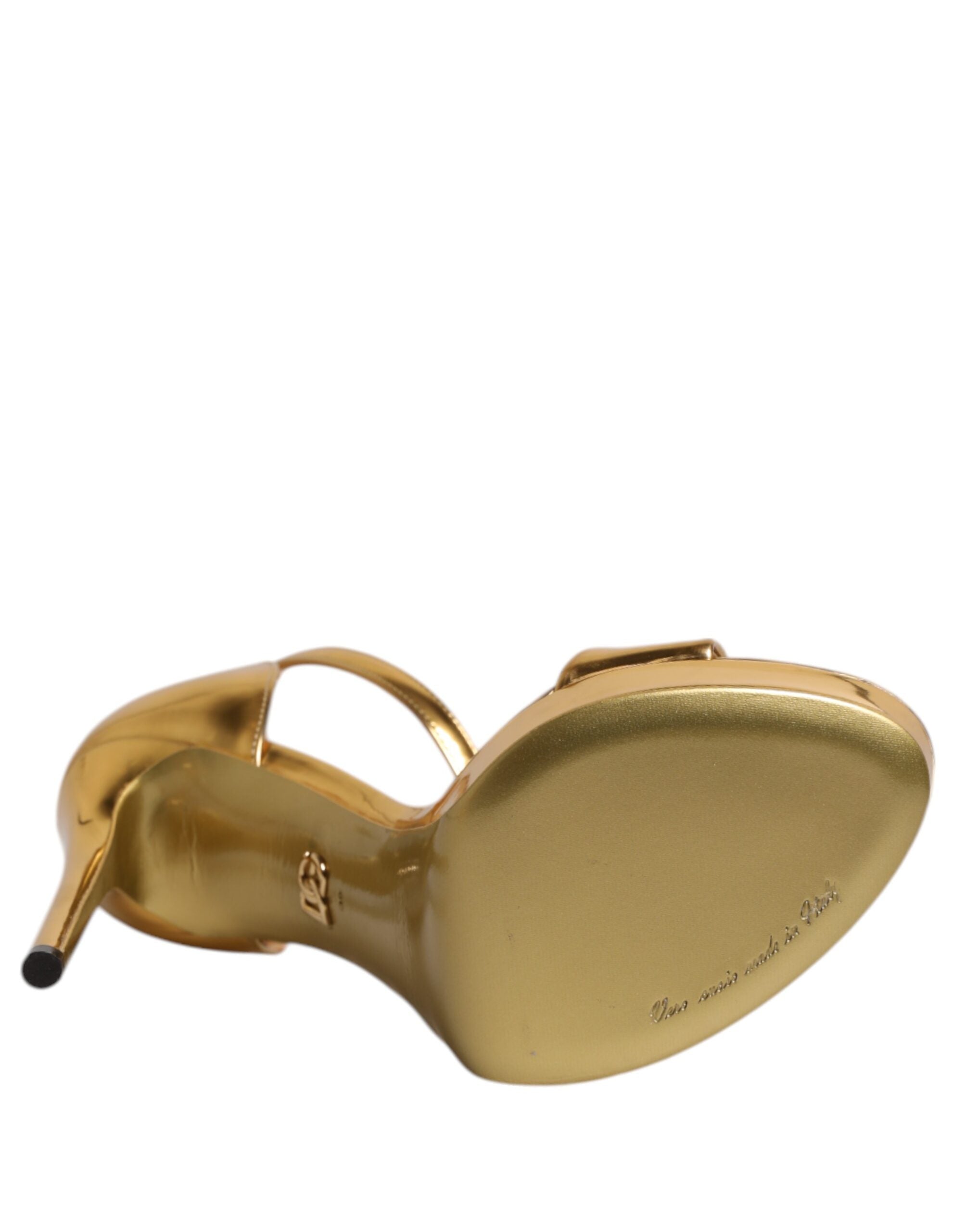 Dolce & Gabbana Gold Leather Platform Keira Sandals Shoes