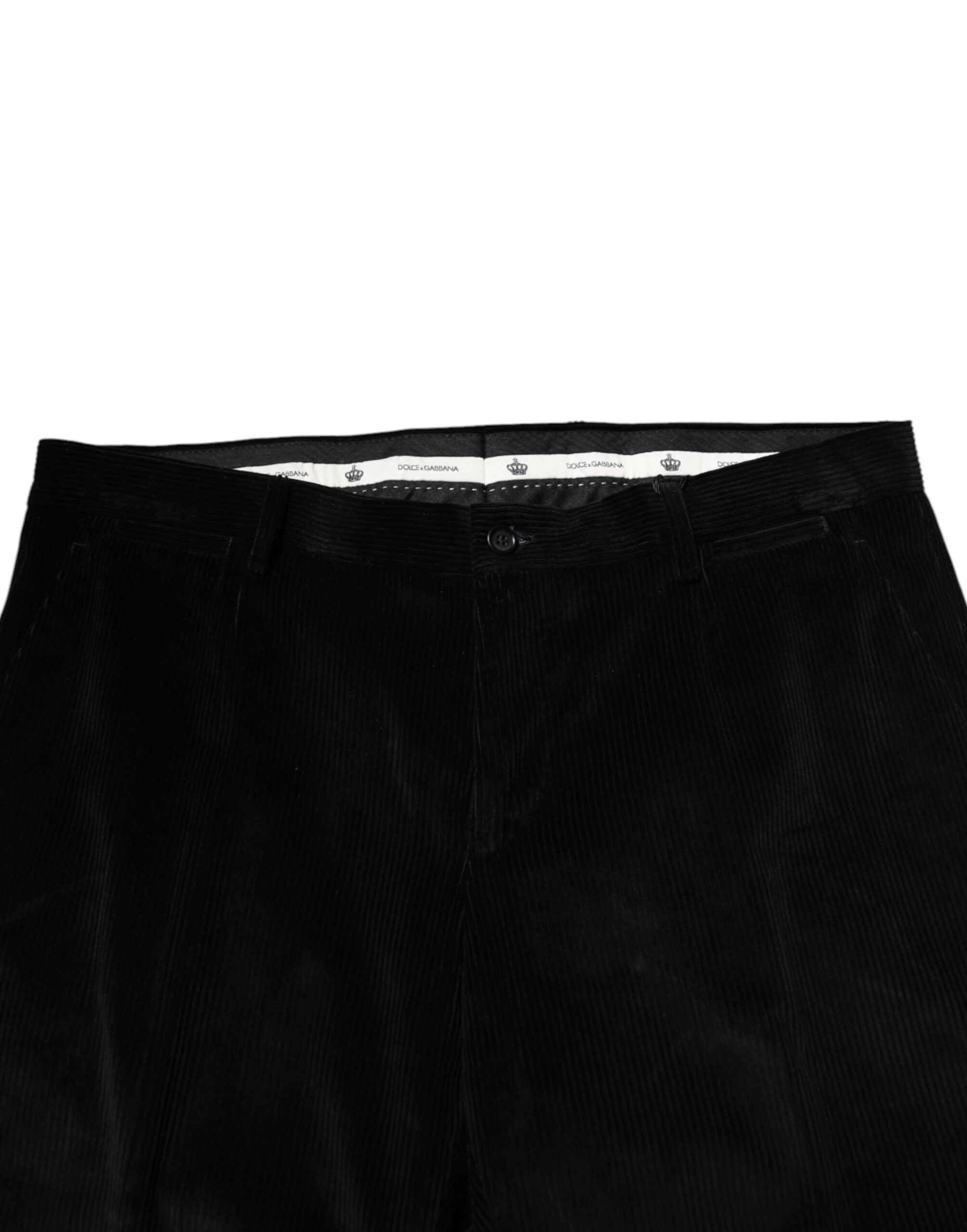 Dolce & Gabbana Black Cotton Men Dress Formal Trouser Pants