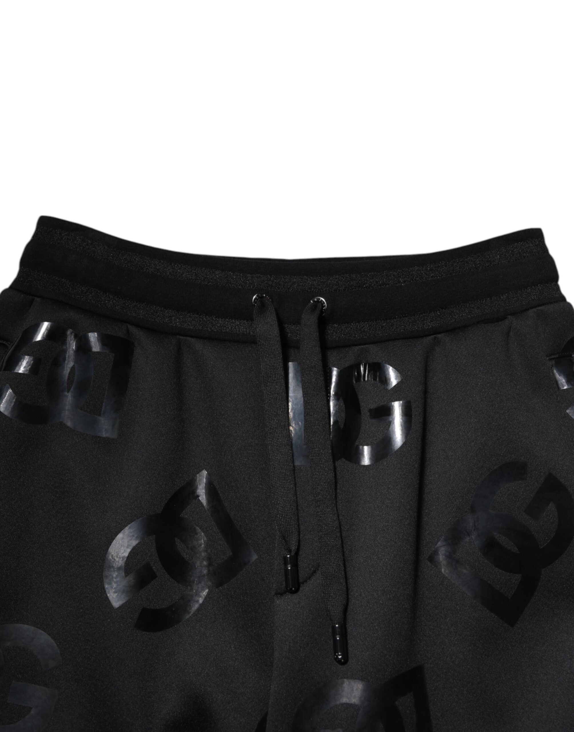 Dolce & Gabbana Black Logo Cotton Bermuda Sweatshorts Shorts