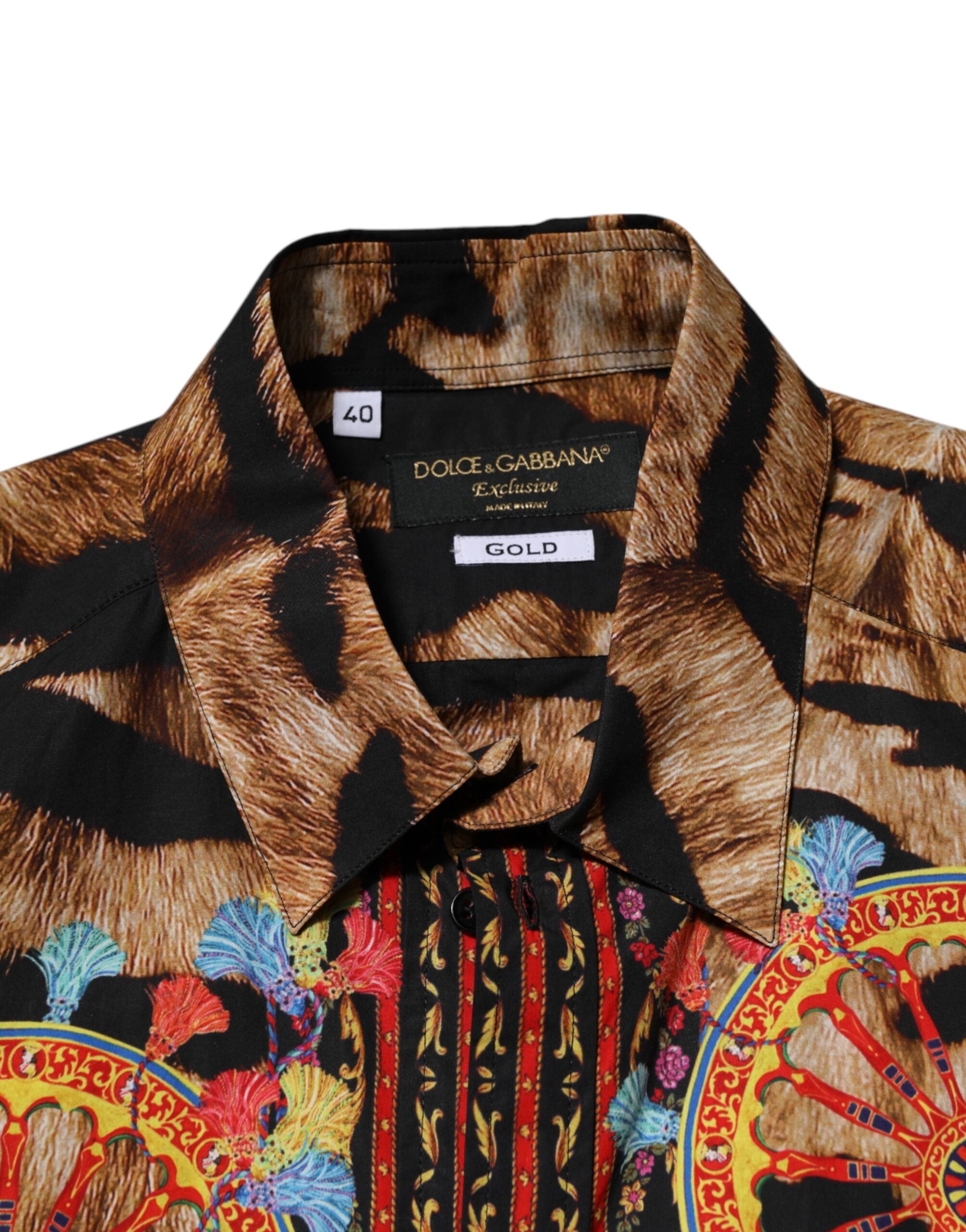 Dolce & Gabbana GOLD Cotton Tiger Carretto Long Sleeve Shirt