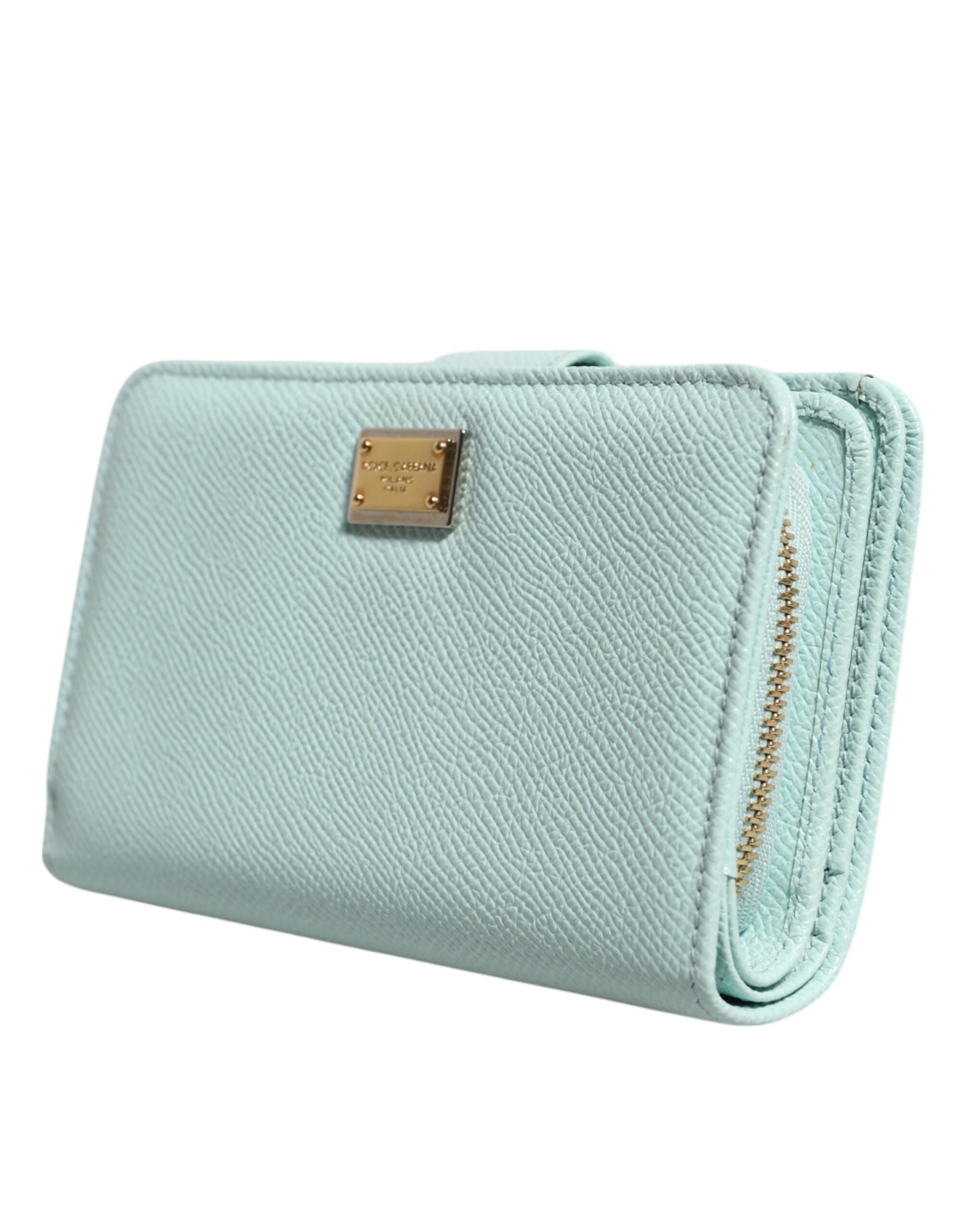 Dolce & Gabbana Mint Green Leather Bifold Continental Clutch Wallet