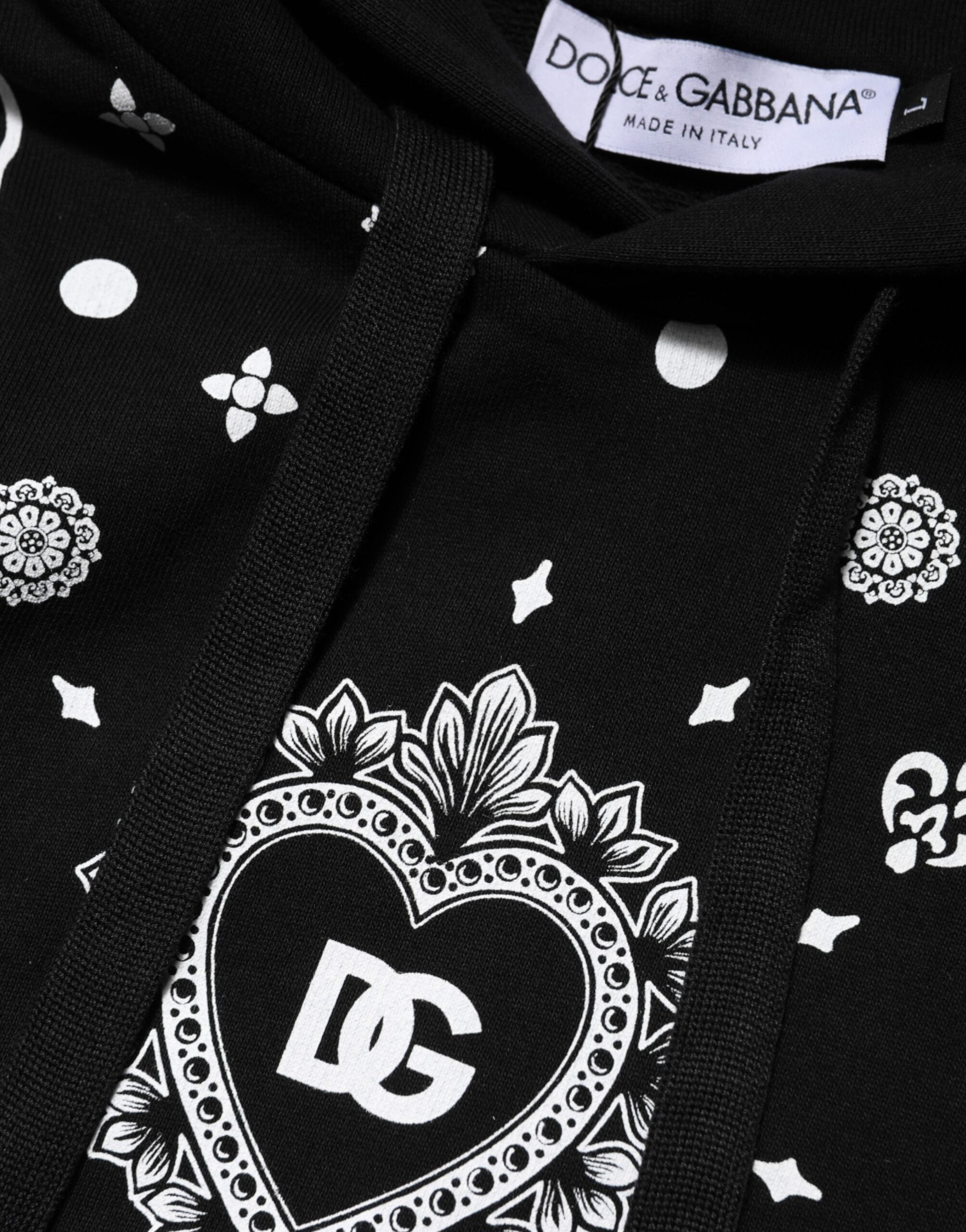 Dolce & Gabbana Black Bandana Hooded Men Sweatshirt Sweater