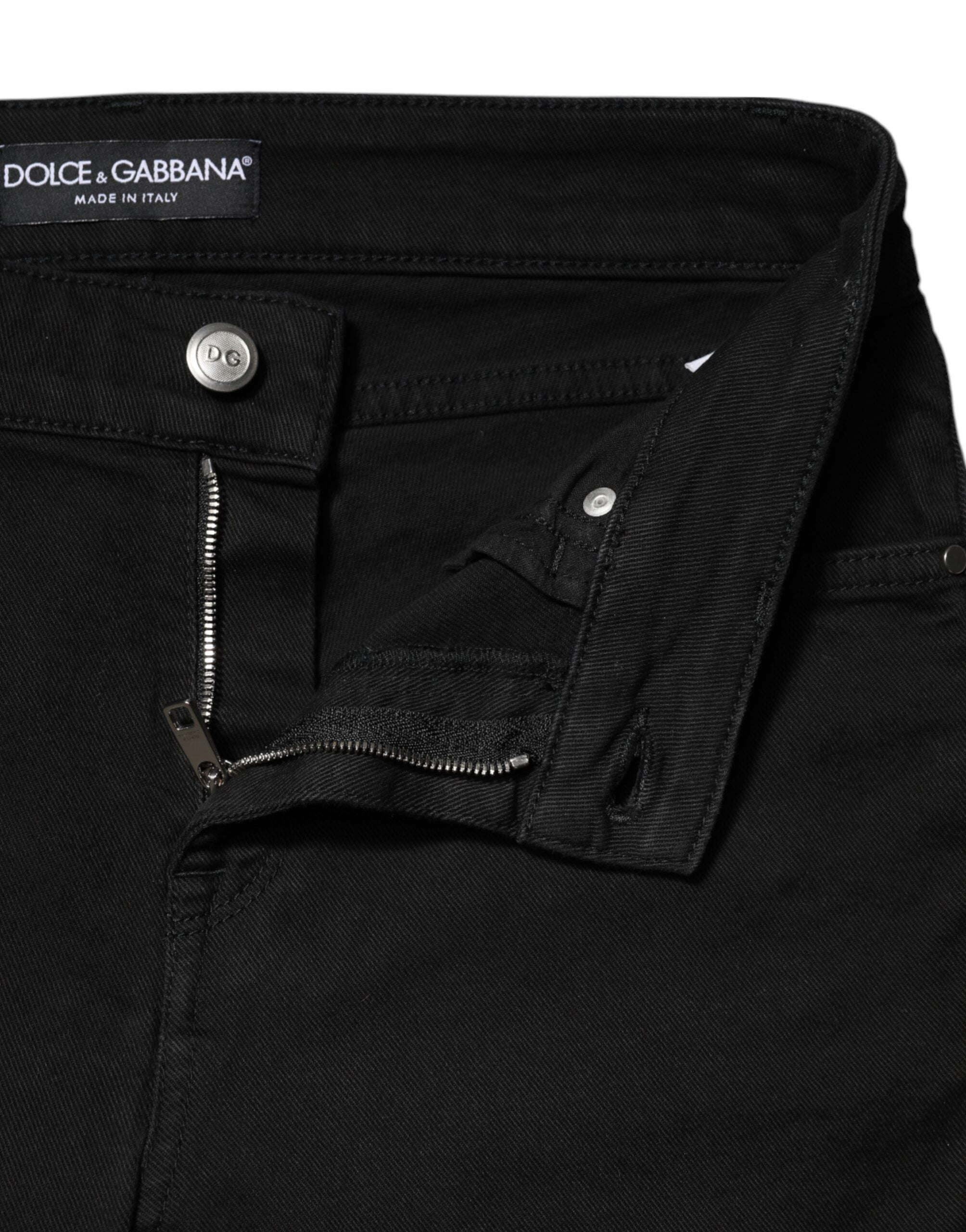 Dolce & Gabbana Black Cotton Skinny Mid Waist Denim Jeans