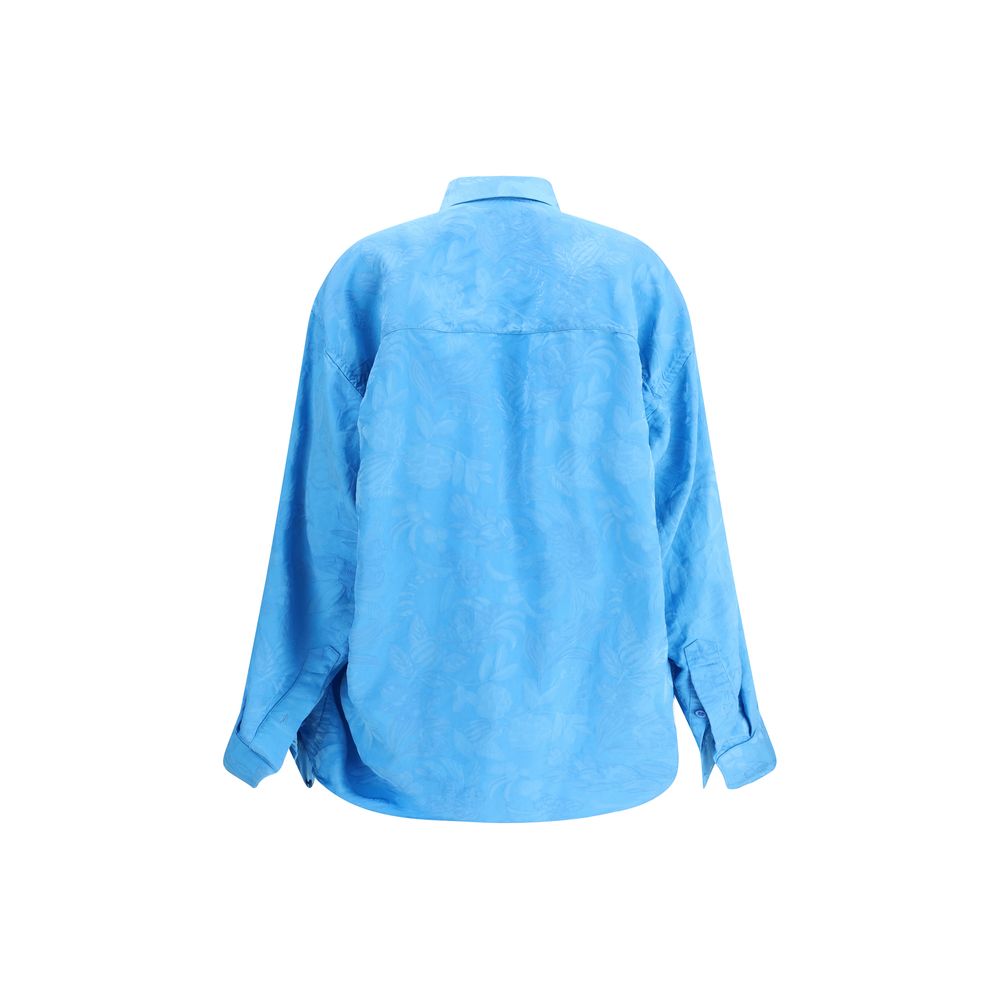 Balenciaga Blue Viscose Pattern Shirt
