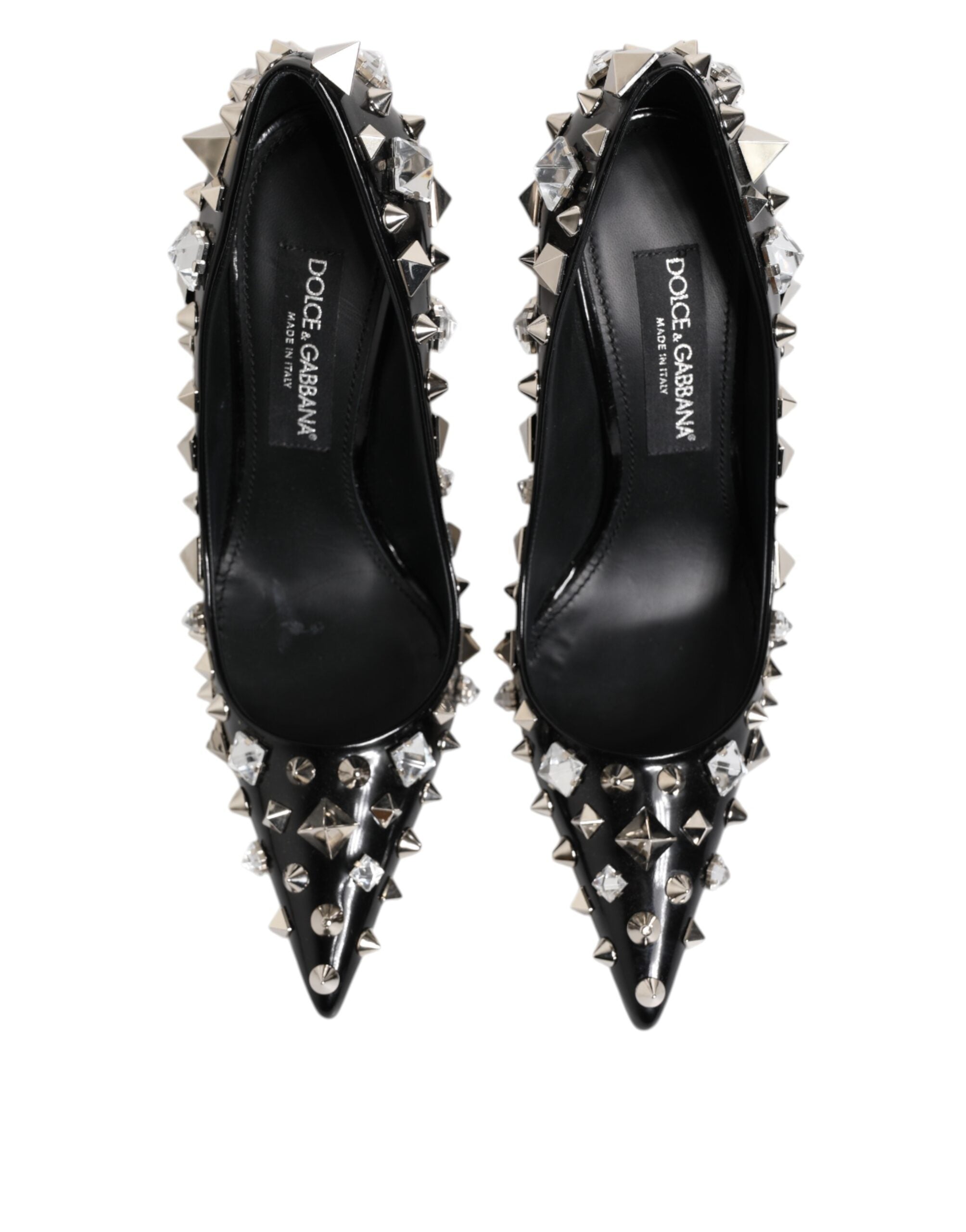 Dolce & Gabbana Black Crystals Studs Stiletto Pumps Shoes