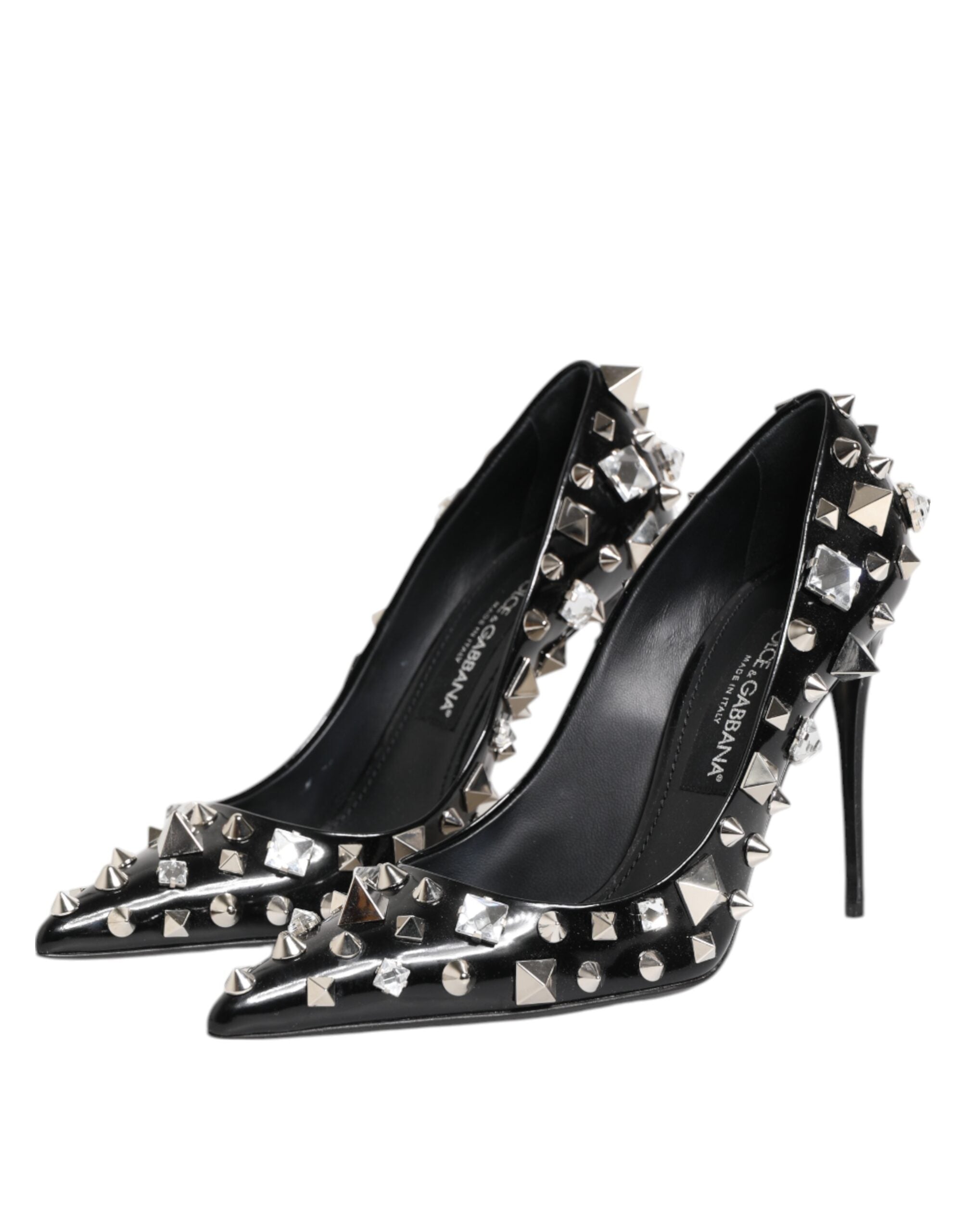 Dolce & Gabbana Black Crystals Studs Stiletto Pumps Shoes