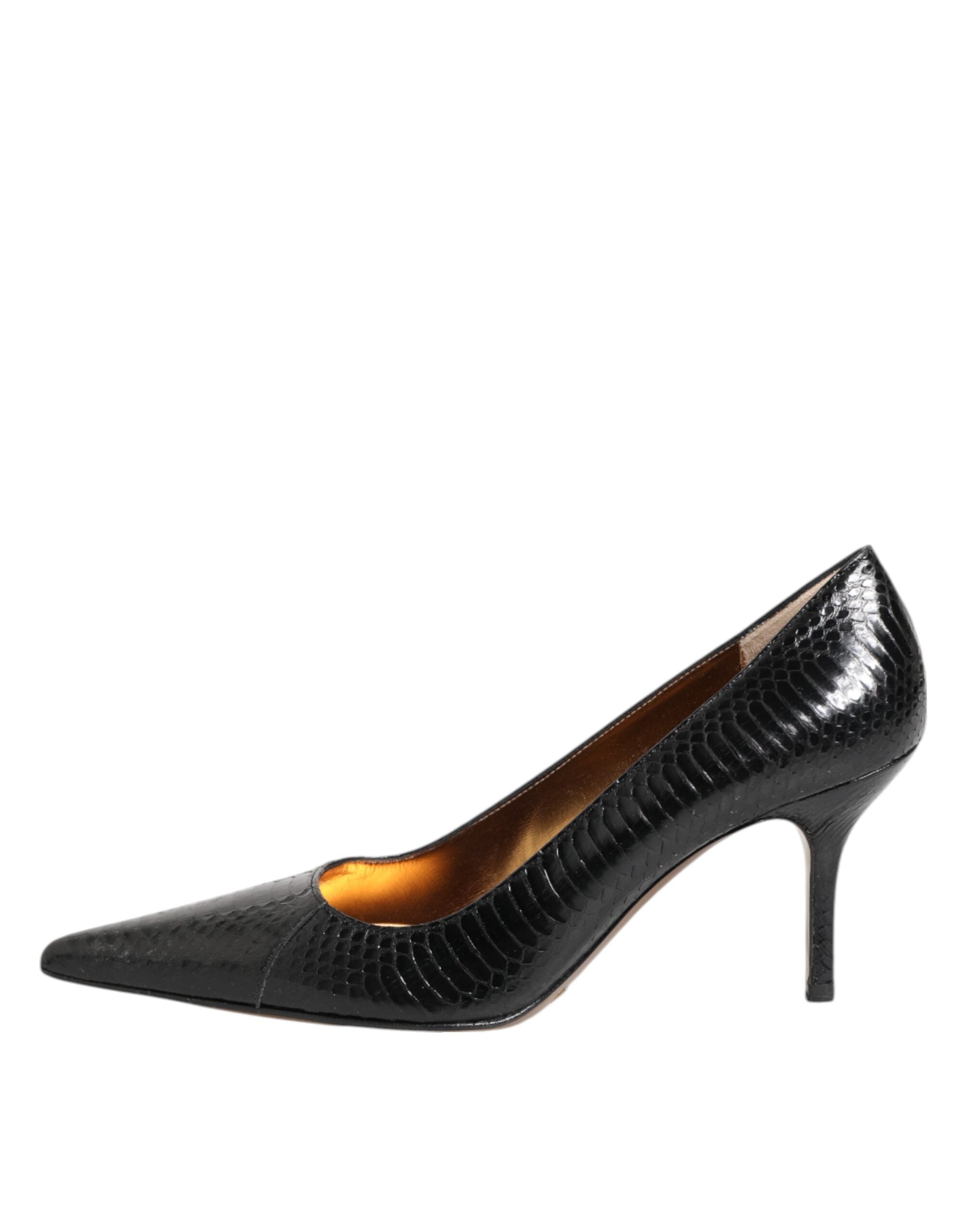 Dolce & Gabbana Black Exotic Leather Stiletto Pumps Shoes