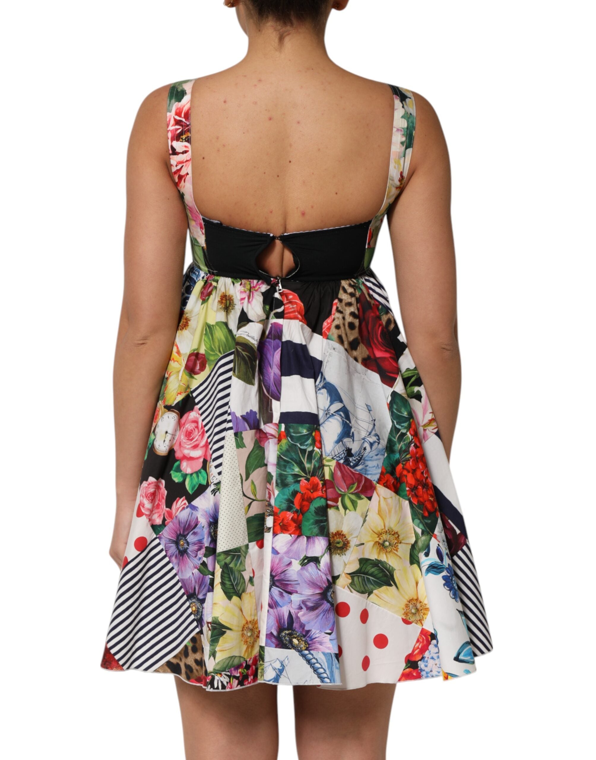 Dolce & Gabbana Multicolor Patchwork Cotton AlineMini Dress