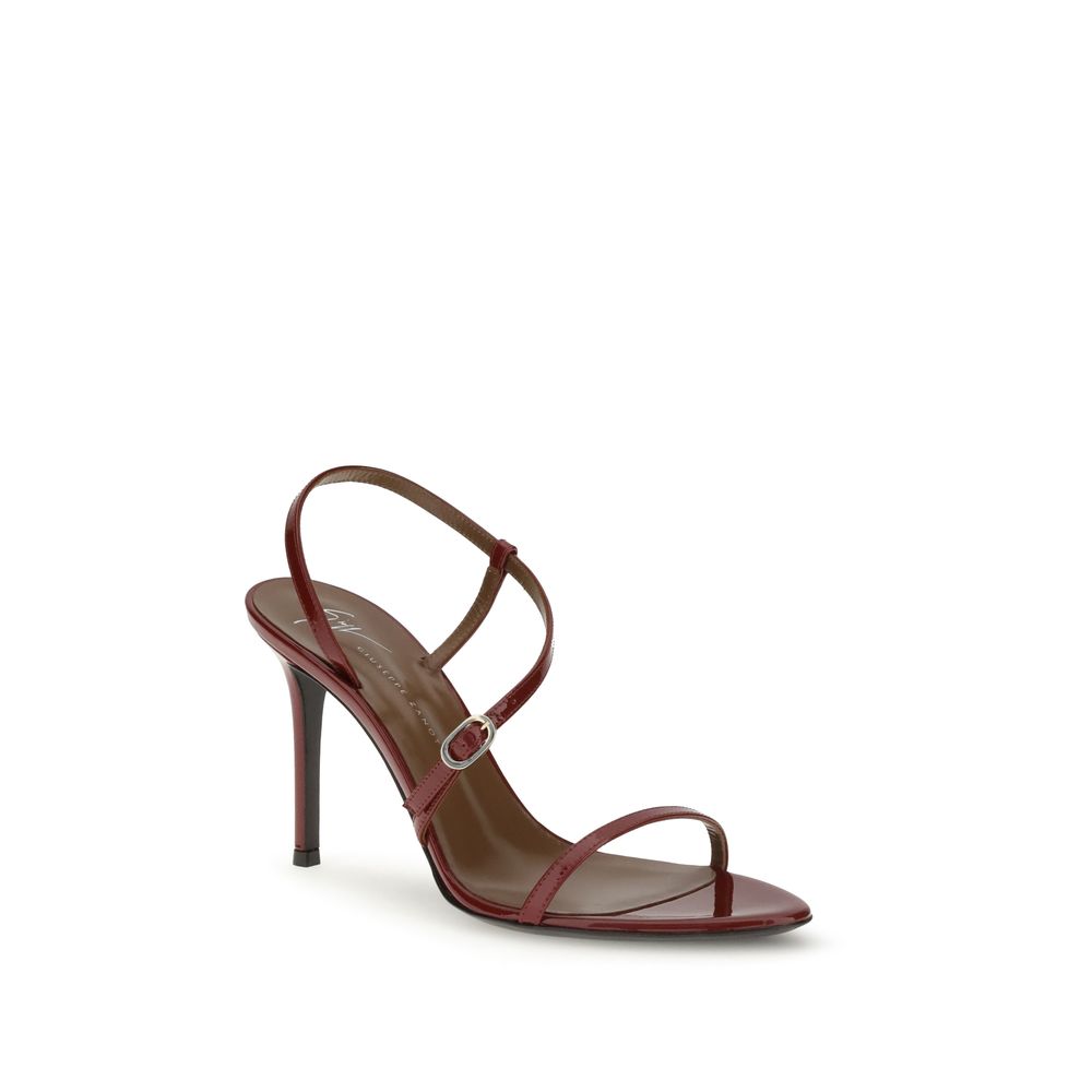 Giuseppe Zanotti Red Leather Stiletto Heel Sandals
