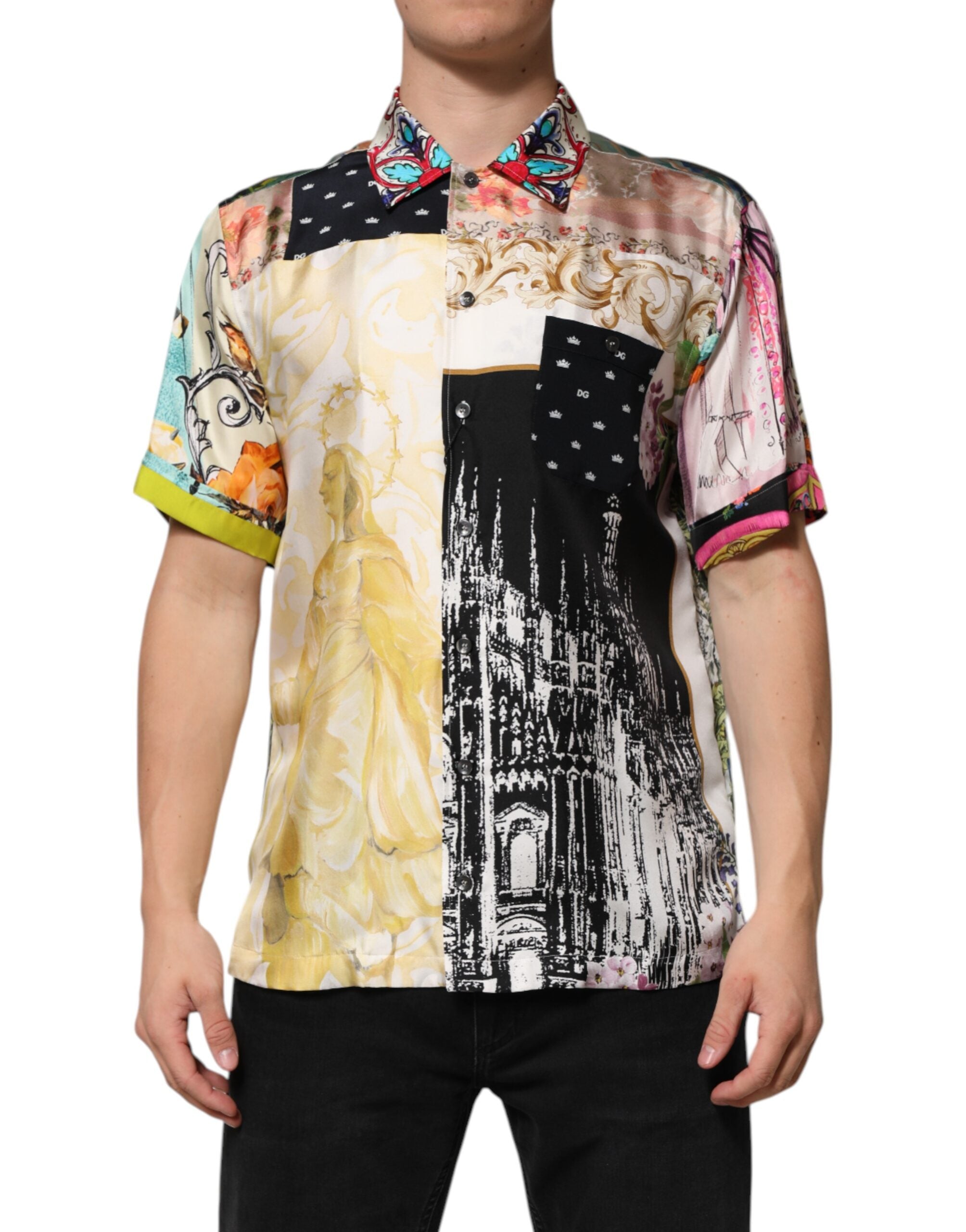Dolce & Gabbana Multicolor Printed Button Down Casual Shirt