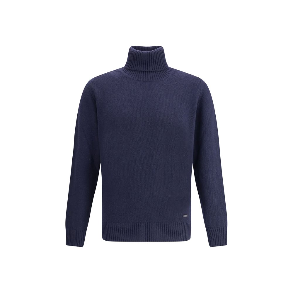 Brooksfield Blue Fleece Wool Turtleneck