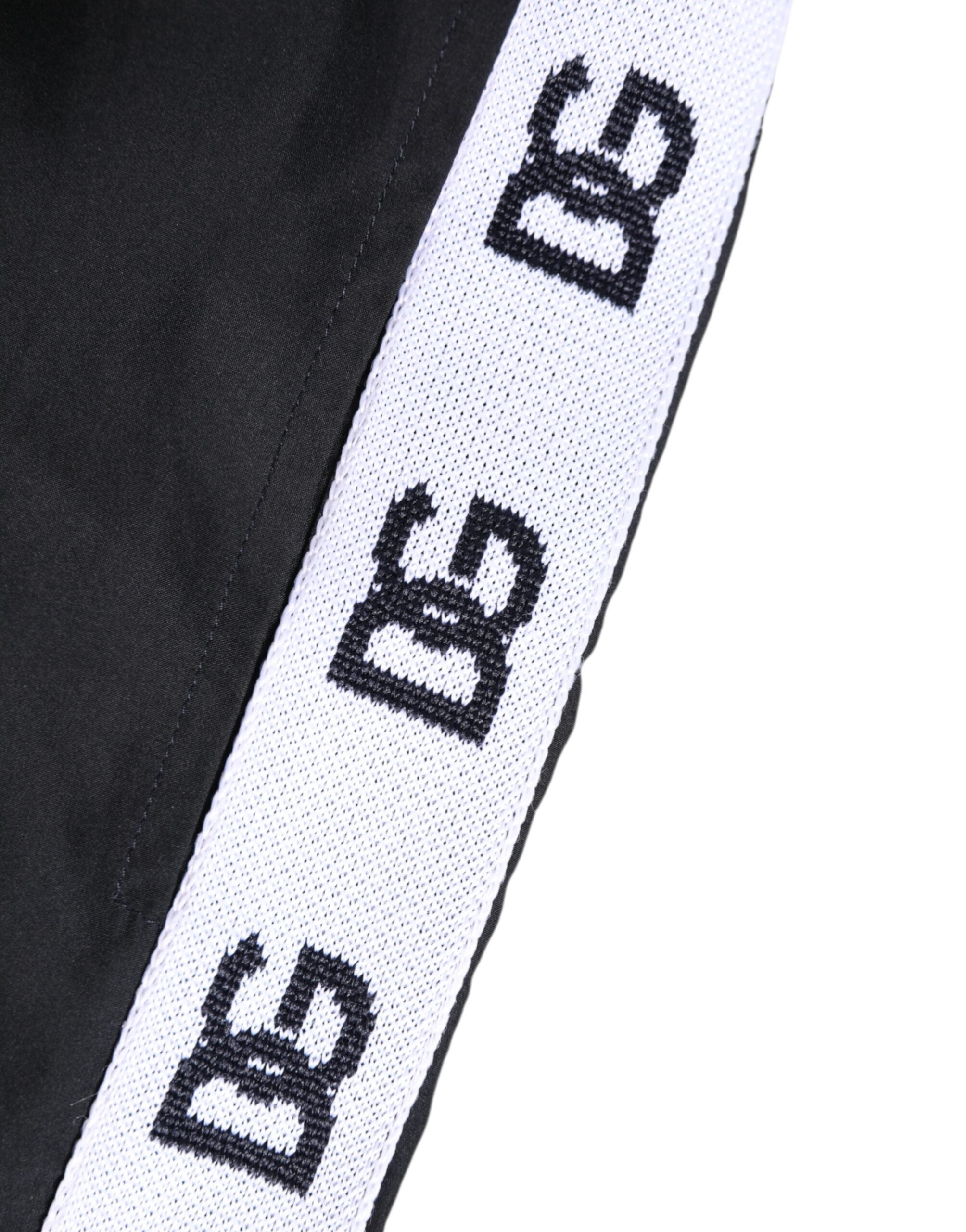 Dolce & Gabbana Black Nylon Side Logo Tape Shorts Swimwear