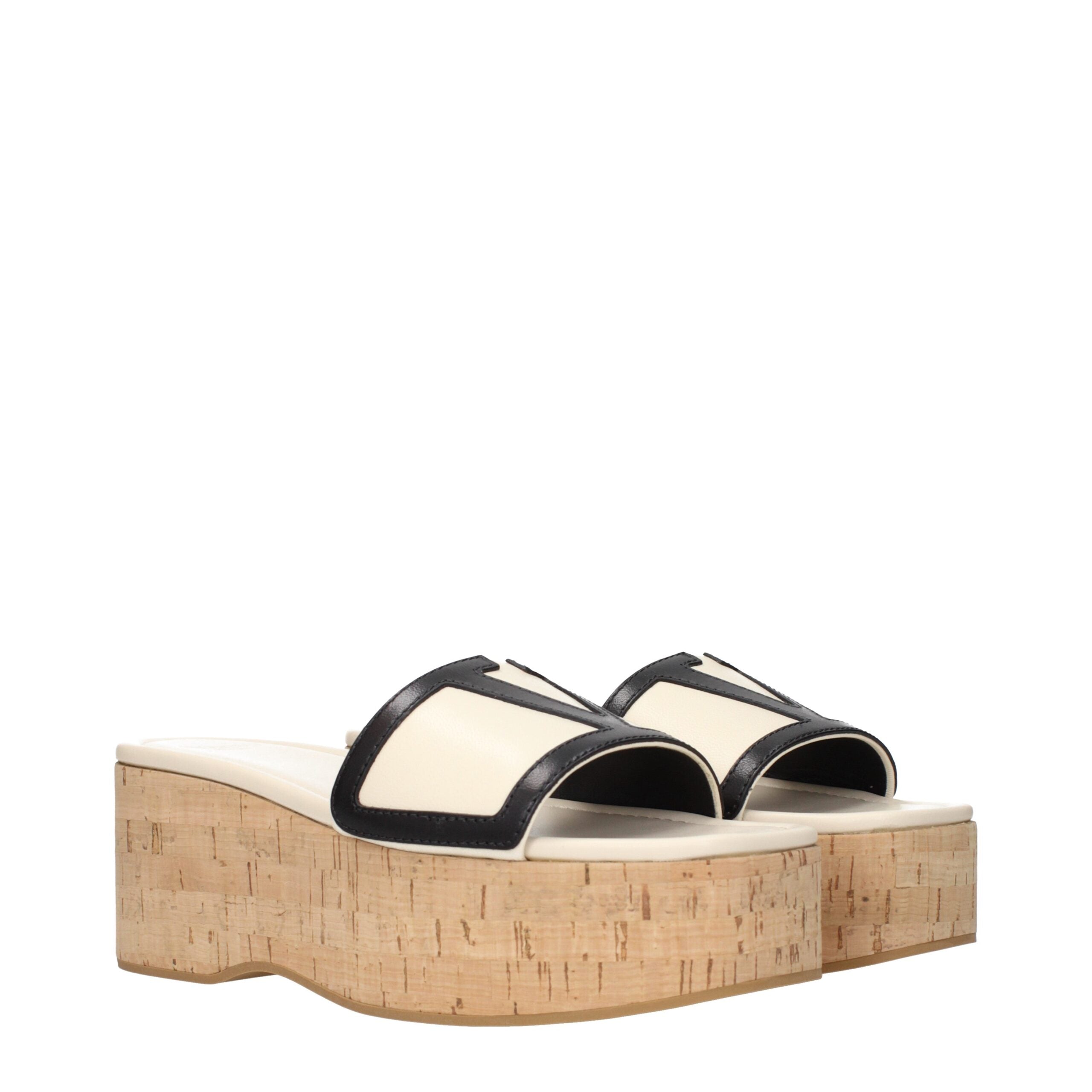 Valentino Garavani Beige Leather Wedge Sandals